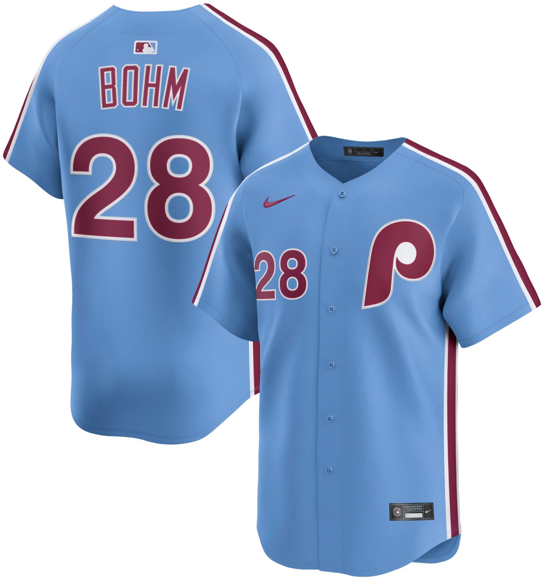 Nike Adult Philadelphia Phillies Alec Bohm #28 Light Blue Limited Jersey