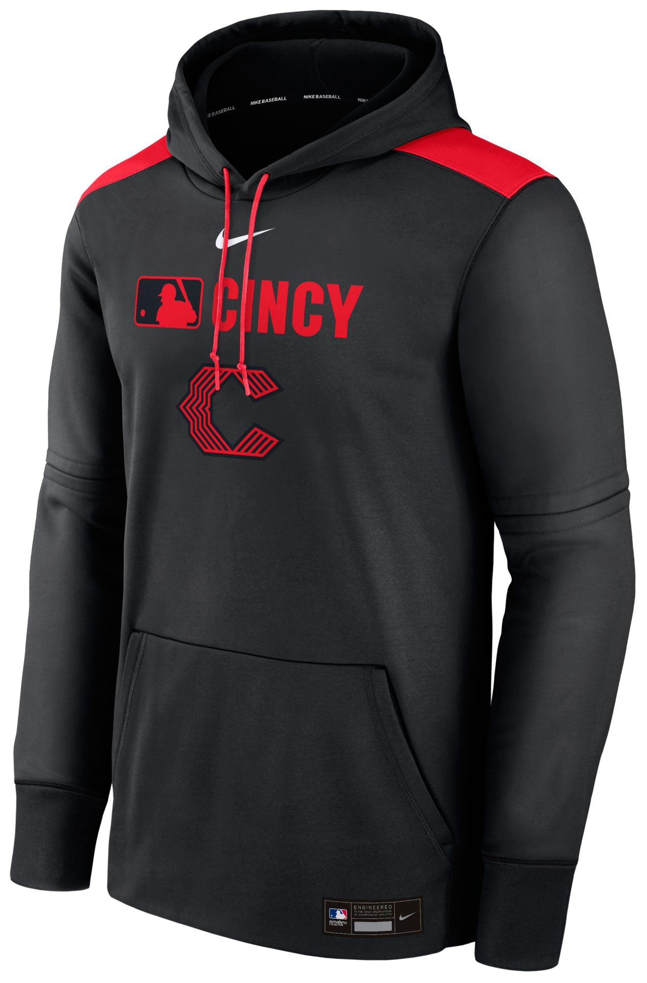 Nike Men's Cincinnati Reds Black Authentic Collection Lightweight Pullover Hoodie