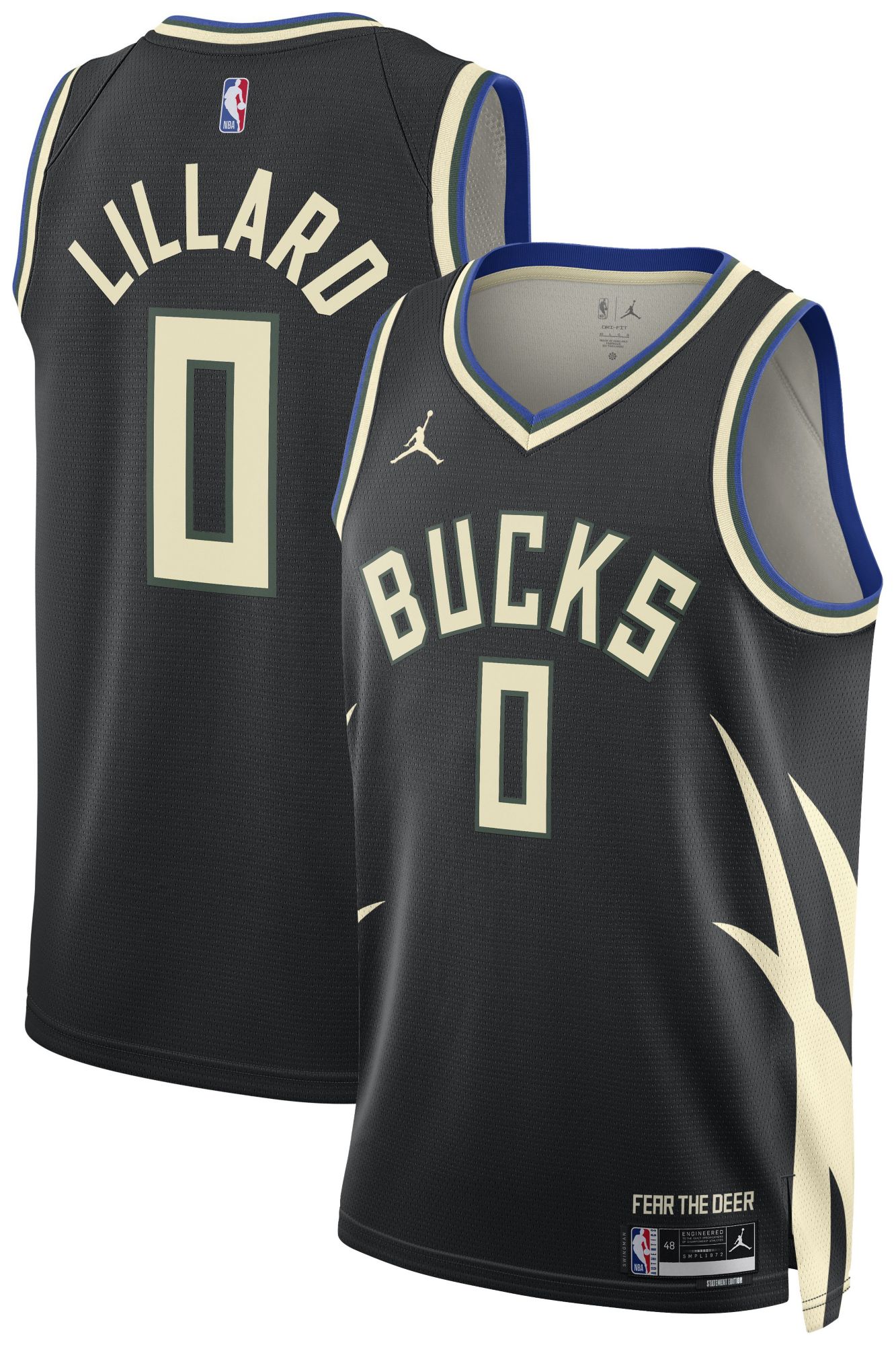 Jordan Adult Milwaukee Bucks Damian Lillard #0 Swingman Statement Jersey