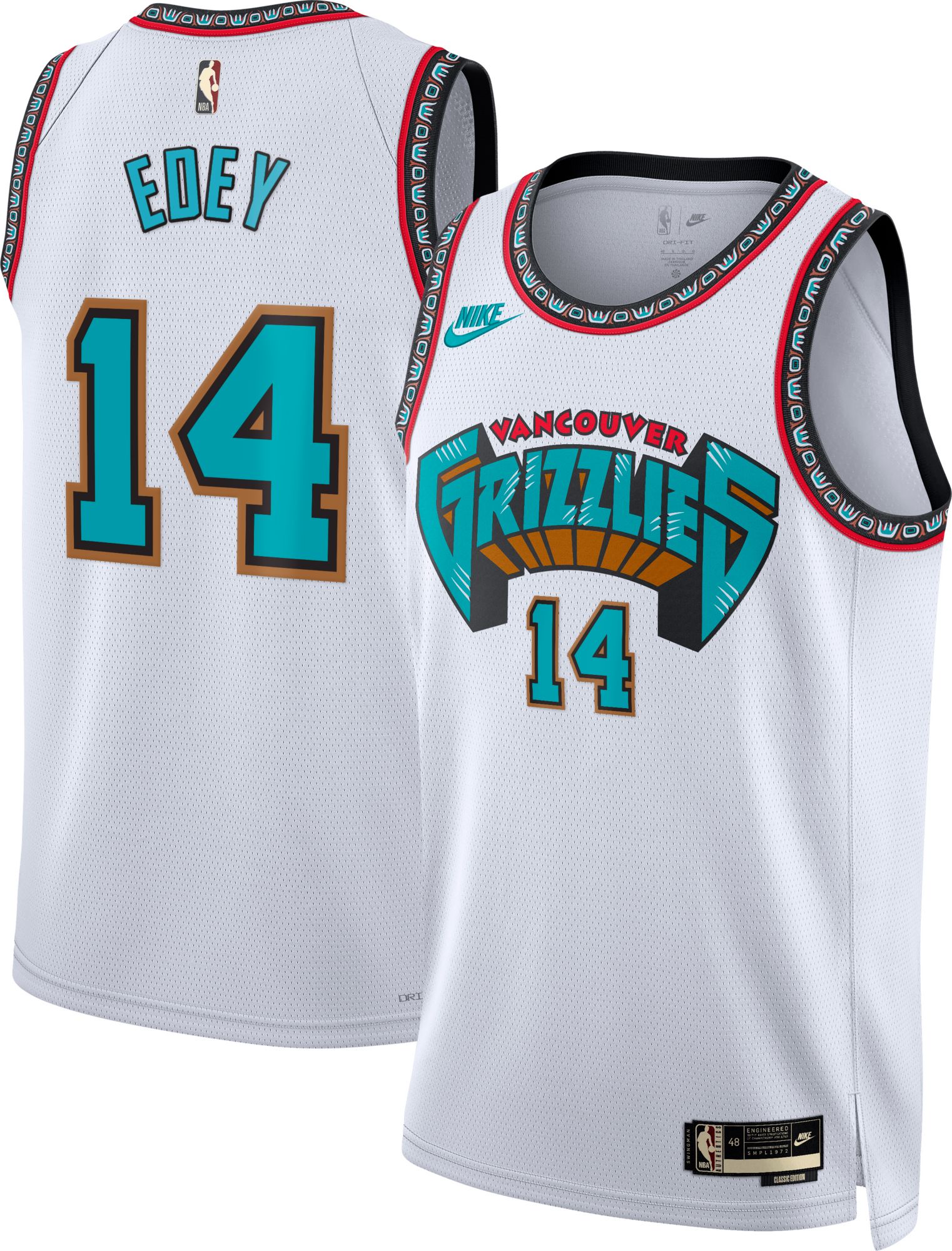 Nike Adult Memphis Grizzlies Zach Edey #14 Hardwood Classics Swingman Jersey