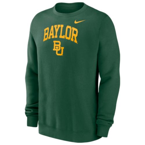Nike Men's Baylor Bears Green Arch Club Fleece Crew Pullover