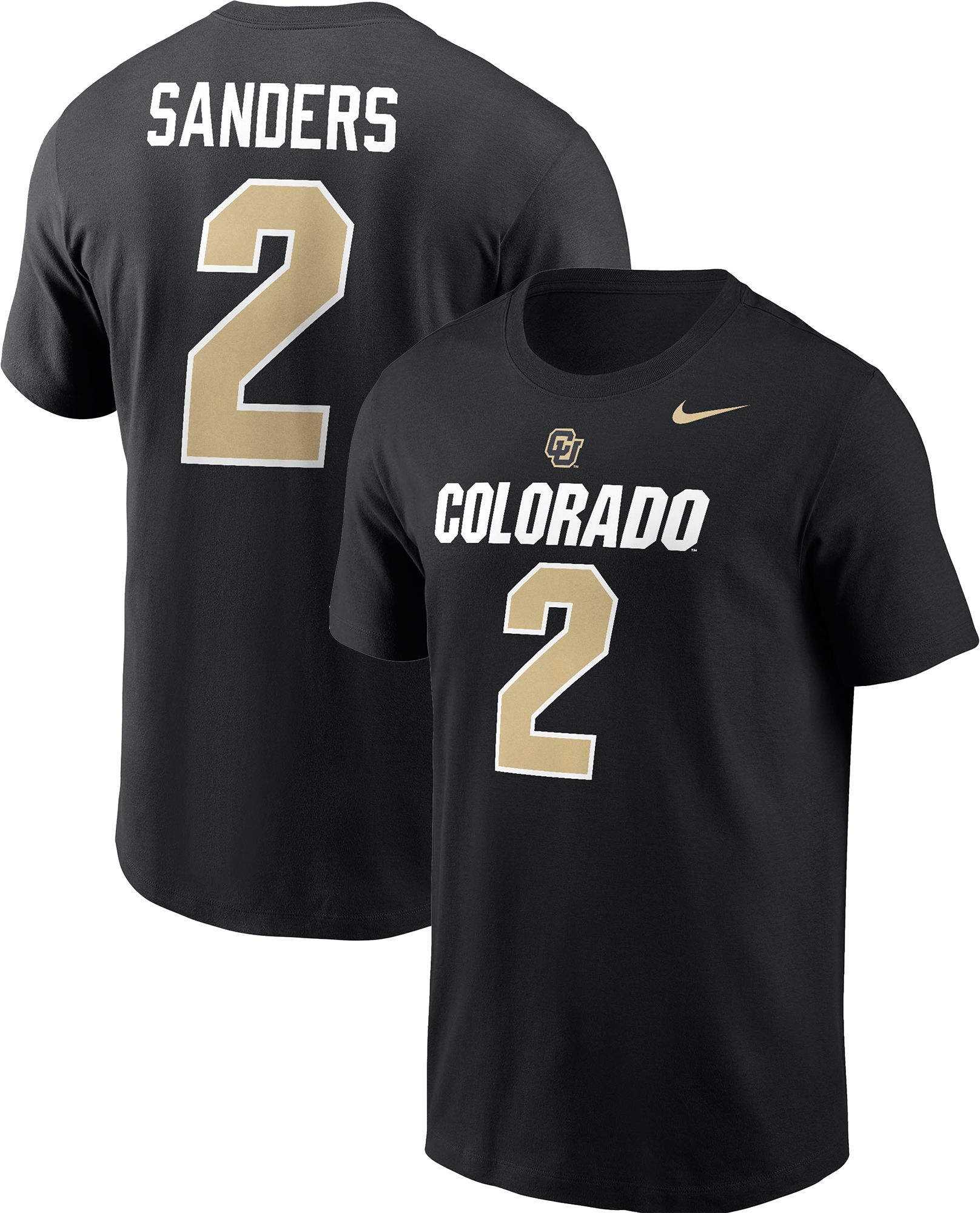 Nike Men's Colorado Buffaloes Shedeur Sanders #2 Black Jersey T-Shirt