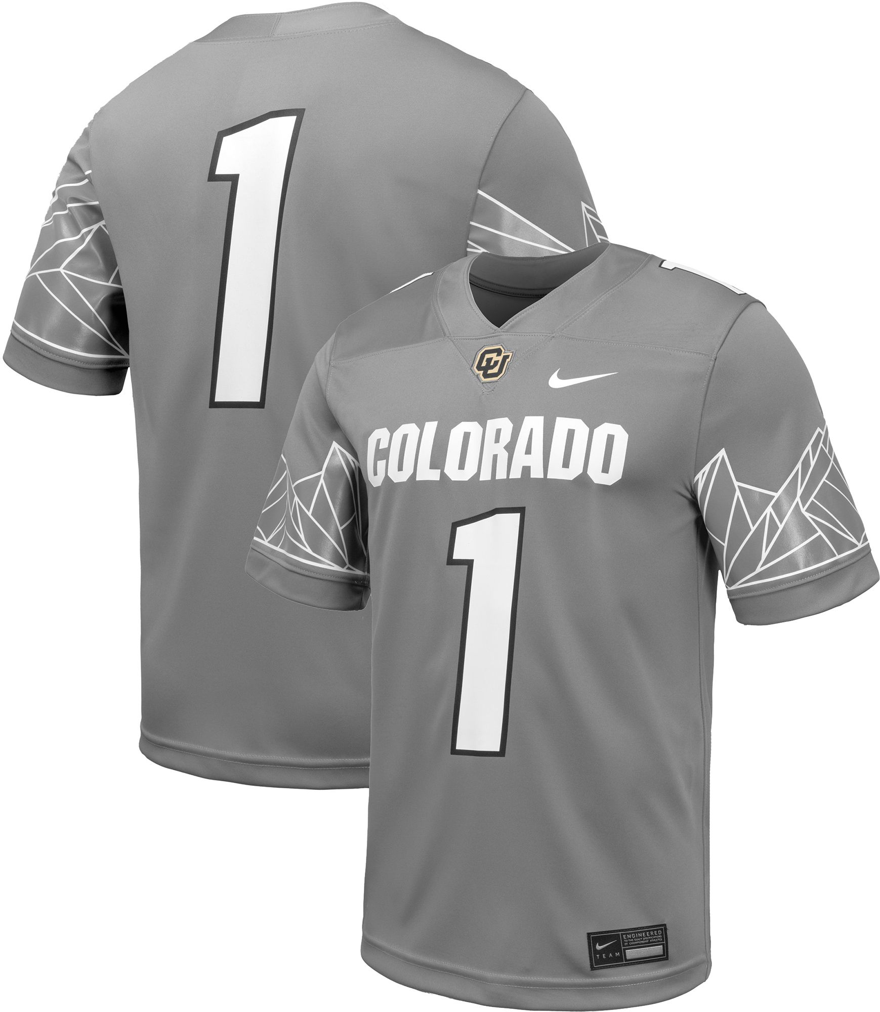 Nike Men's Colorado Buffaloes #1 Grey Prime Effect Football Jersey