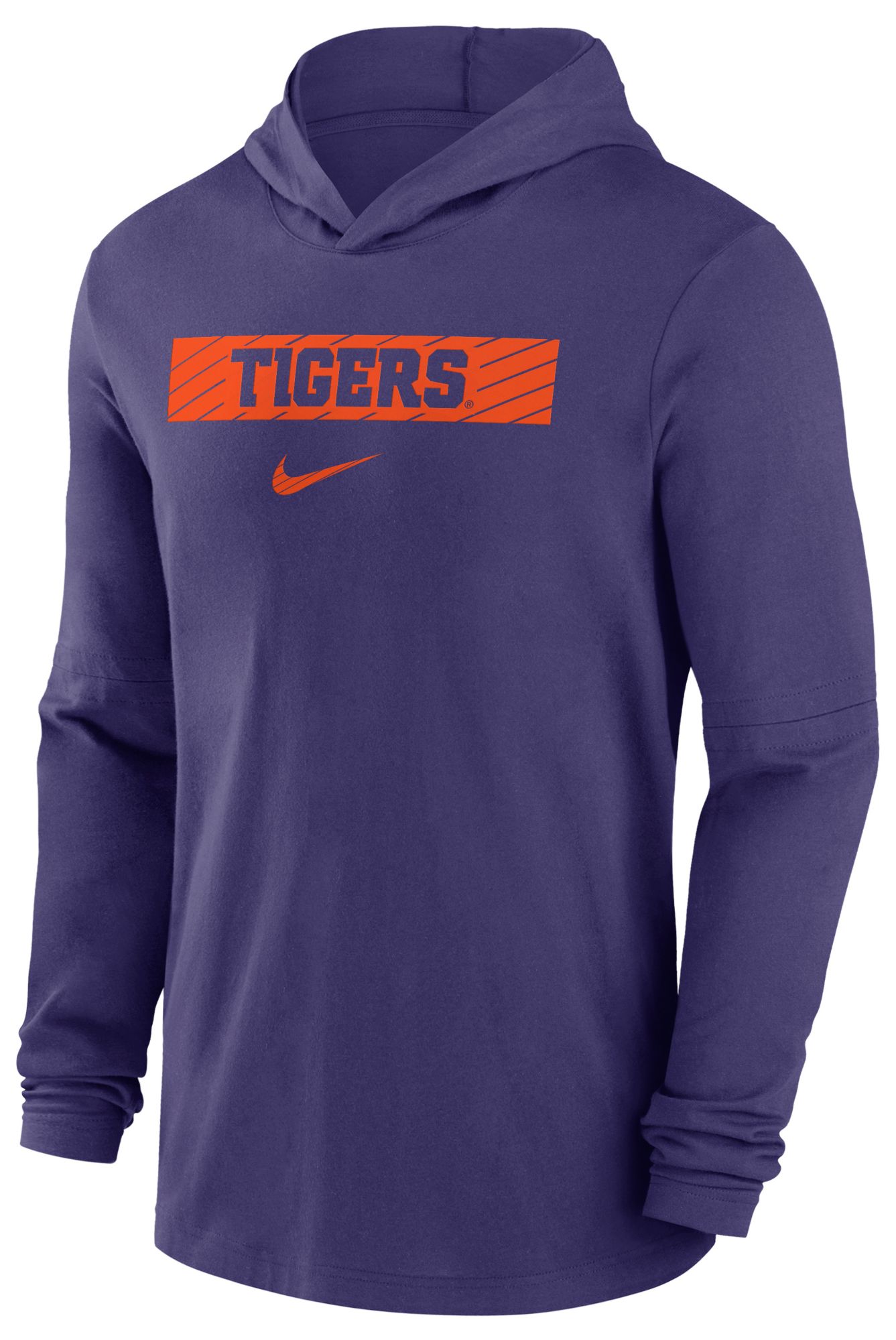 Nike Men's Clemson Tigers Orchid Dri-FIT Lightweight Hooded Long Sleeve T-Shirt