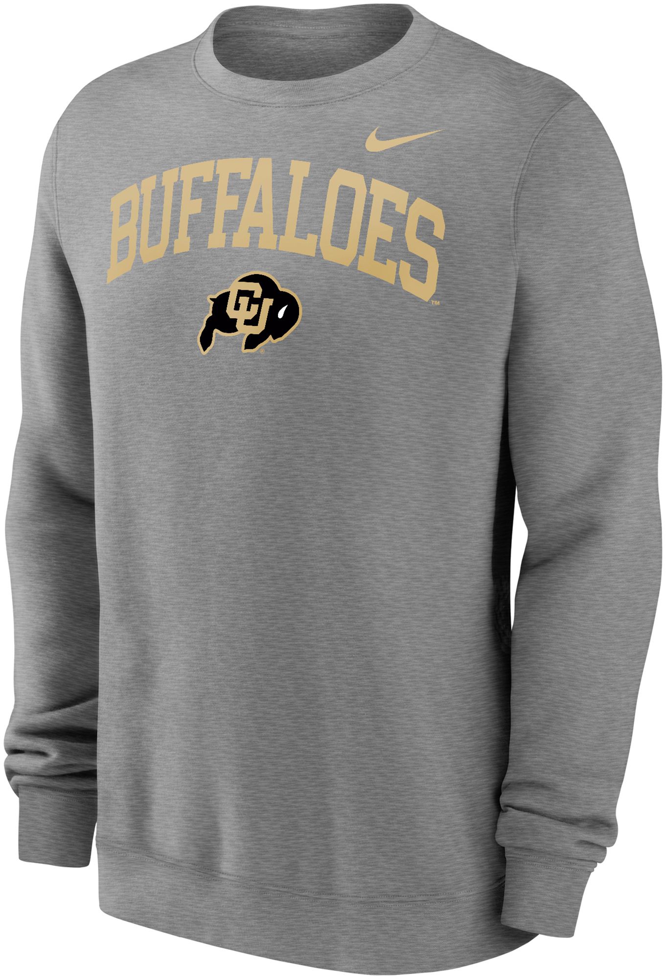 Nike Men's Colorado Buffaloes Grey Club Fleece Arch Logo Crew Neck Sweatshirt