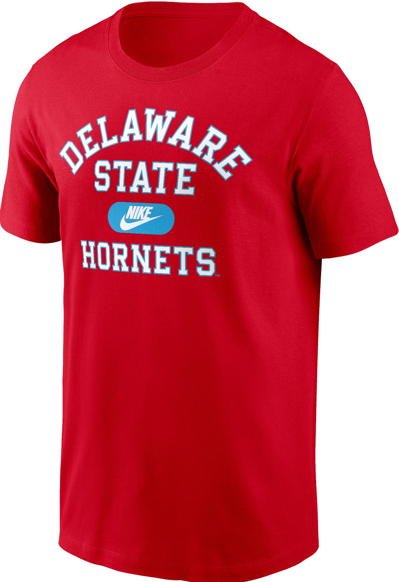 Nike Men's Delaware State Hornets Red Core Cotton Logo T-Shirt