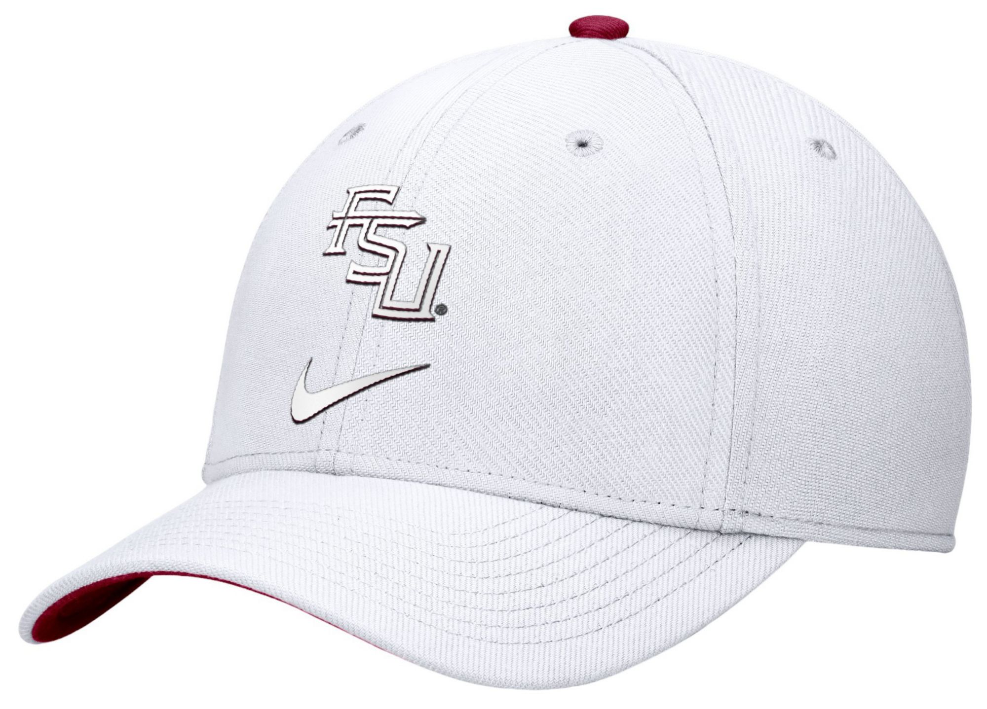 Nike Men's Florida State Seminoles White Swoosh Flex Tonal Stretch Fit Hat