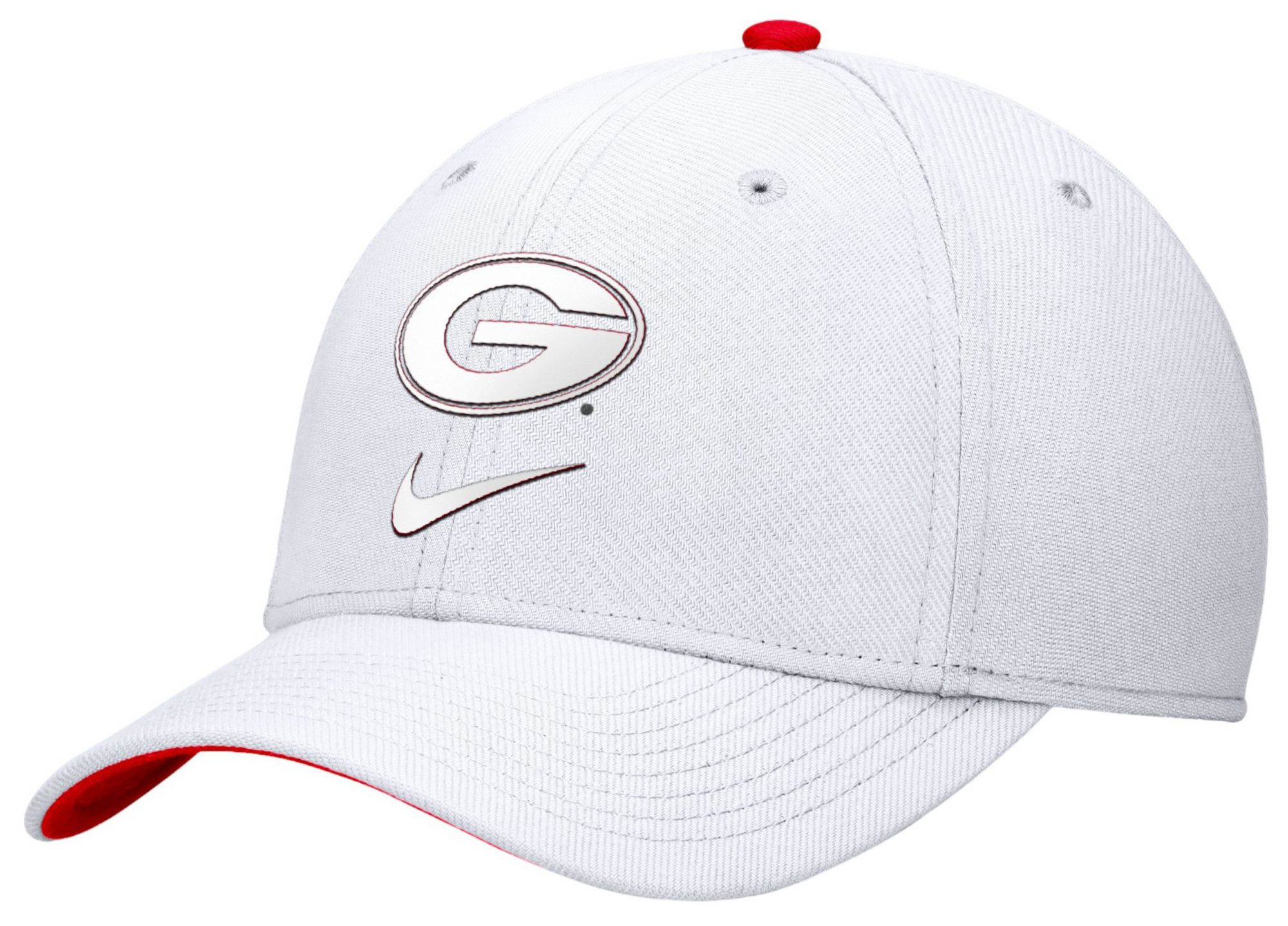 Nike Men's Georgia Bulldogs White Swoosh Flex Tonal Stretch Fit Hat