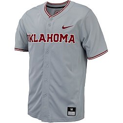 Nike Men's Oklahoma Sooners Grey Full Button Replica Baseball Jersey