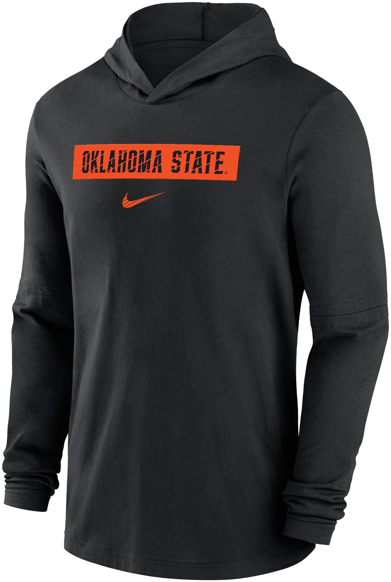 Nike Men's Oklahoma State Cowboys Black Dri-FIT Coach's Sideline Lightweight Pullover Hoodie