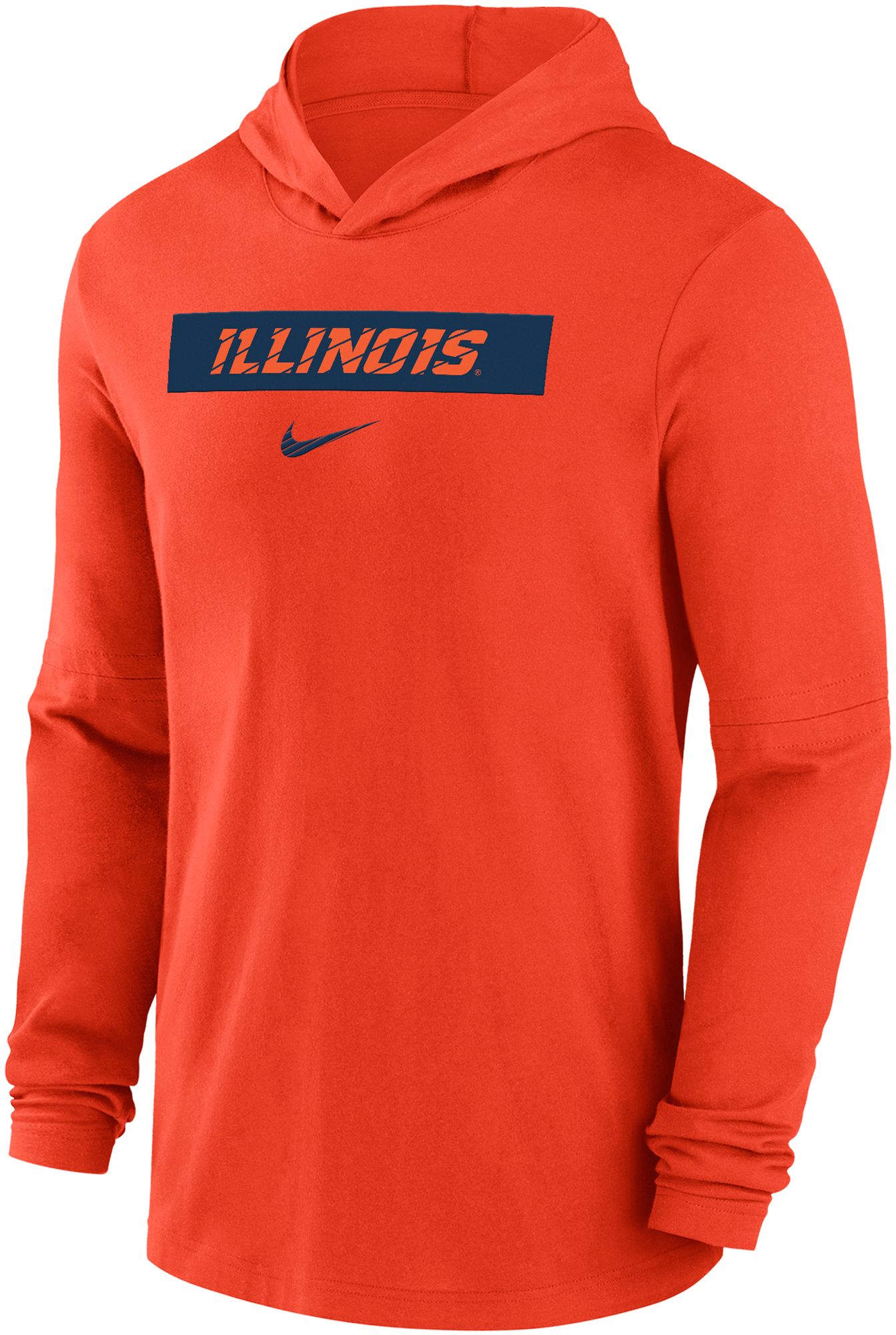 Nike Men's Illinois Fighting Illini Orange Dri-FIT Coach's Sideline Lightweight Pullover Hoodie