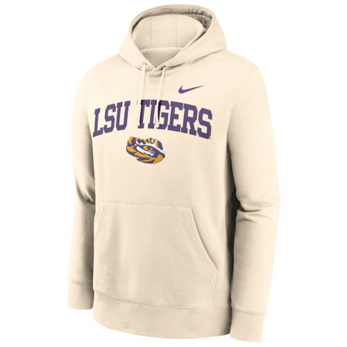 Nike Men's LSU Tigers Dark Grey Heather Club Fleece Wordmark Crew