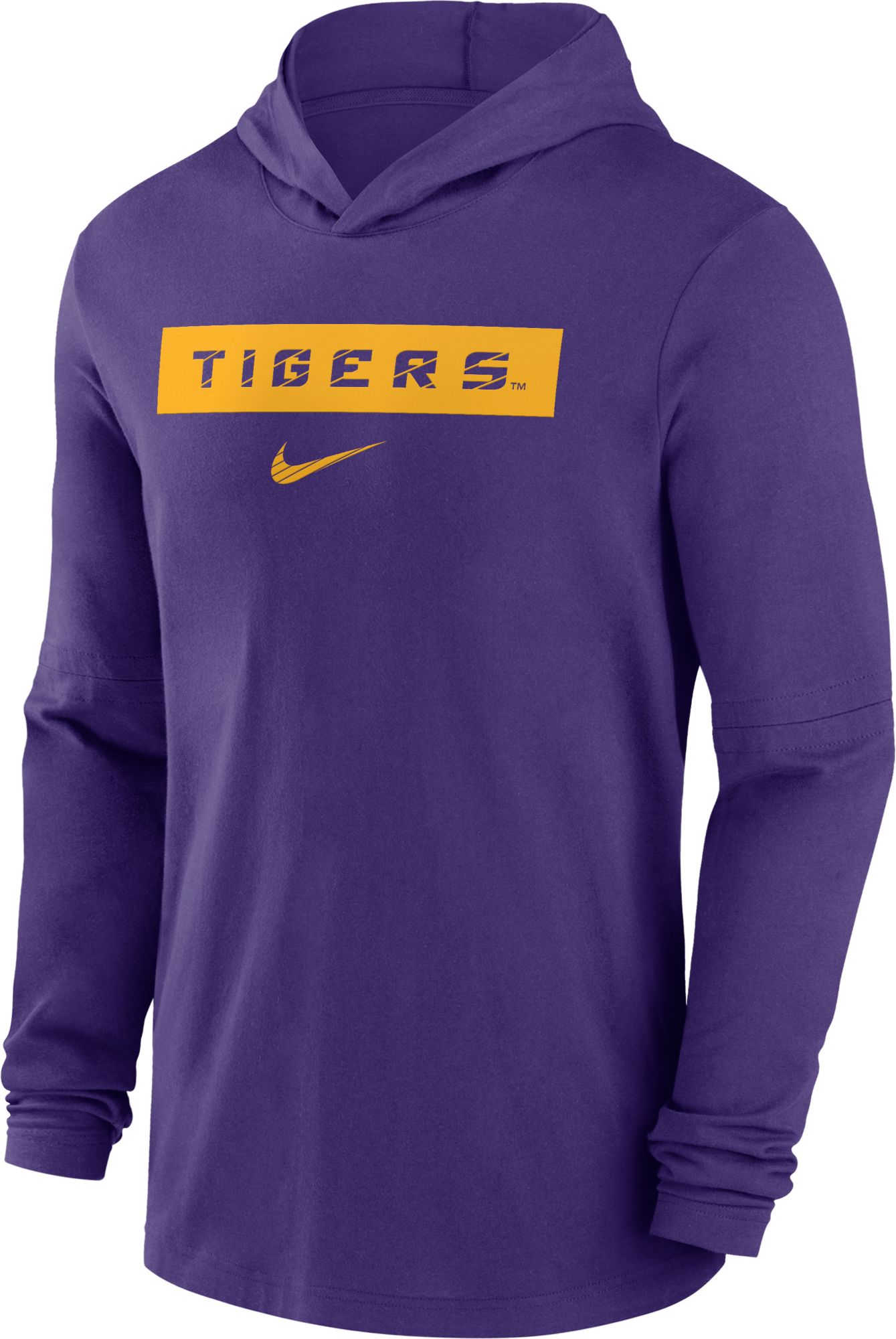 Nike Men's LSU Tigers Purple Dri-FIT Lightweight Hooded Long Sleeve T-Shirt