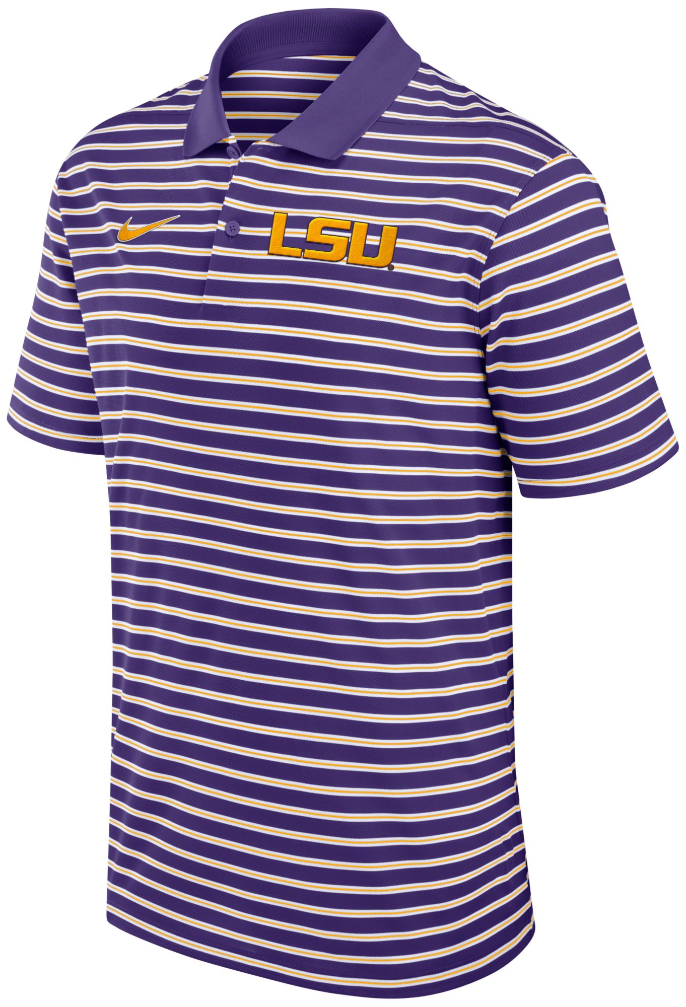 Nike Men's LSU Tigers Purple Dri-FIT Victory Striped Polo