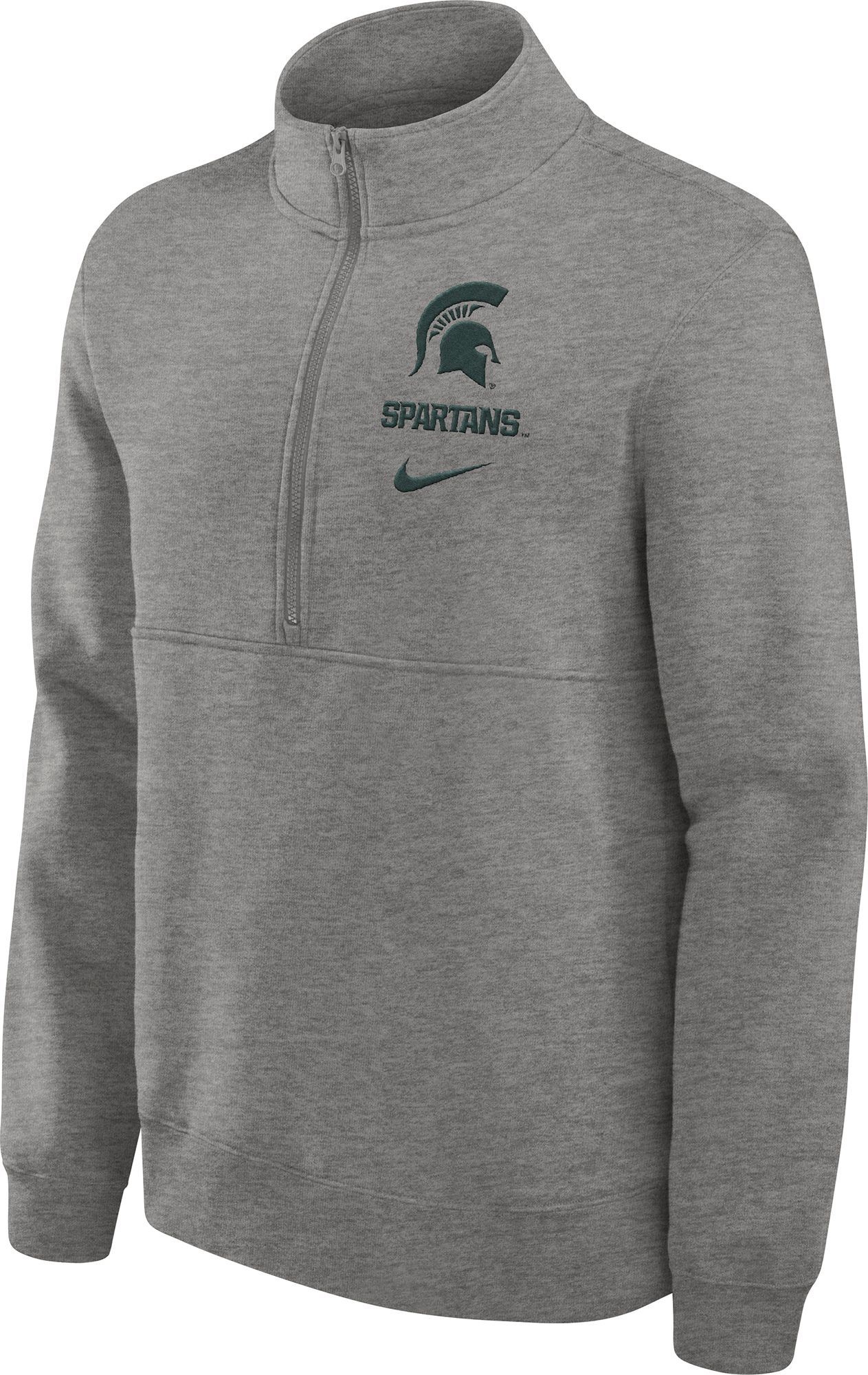 Nike Men's Michigan State Spartans Grey Heather Club Fleece Half-Zip