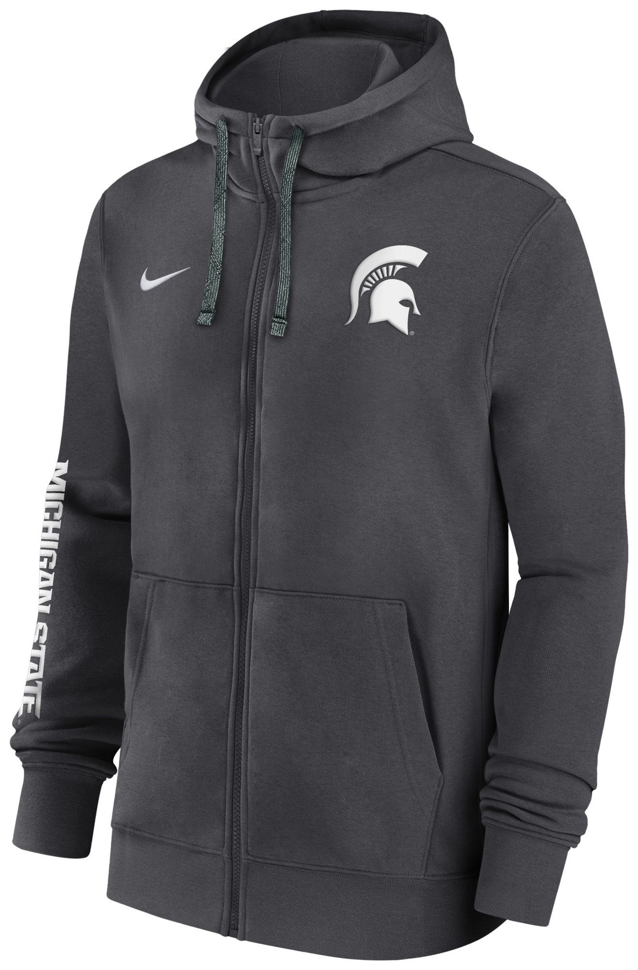 Nike Men's Michigan State Spartans Grey Team Issue Sideline Player Full-Zip Hoodie