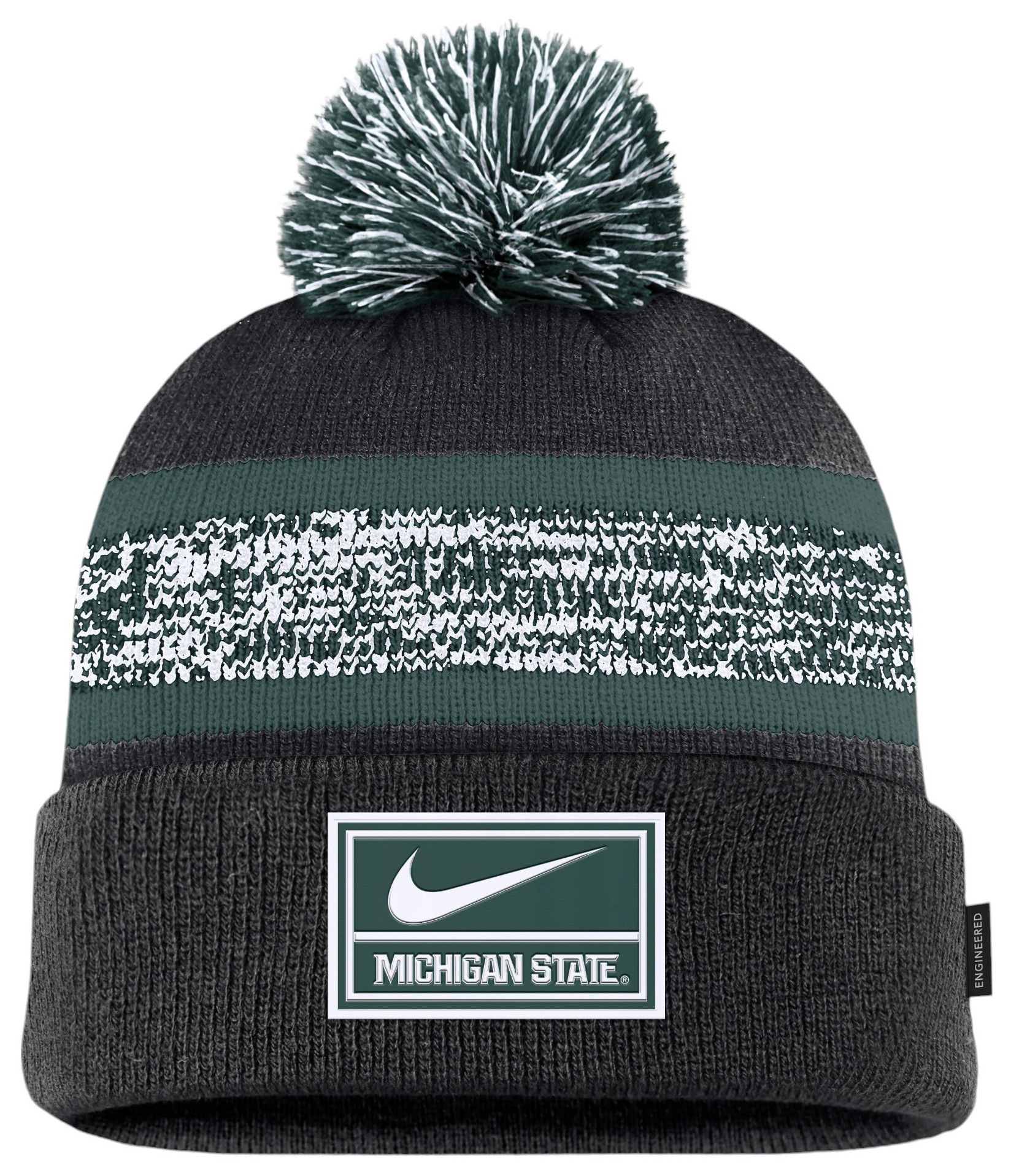 Nike Adult Michigan State Spartans Black TPU Peak Pom Knit Cuff Beanie