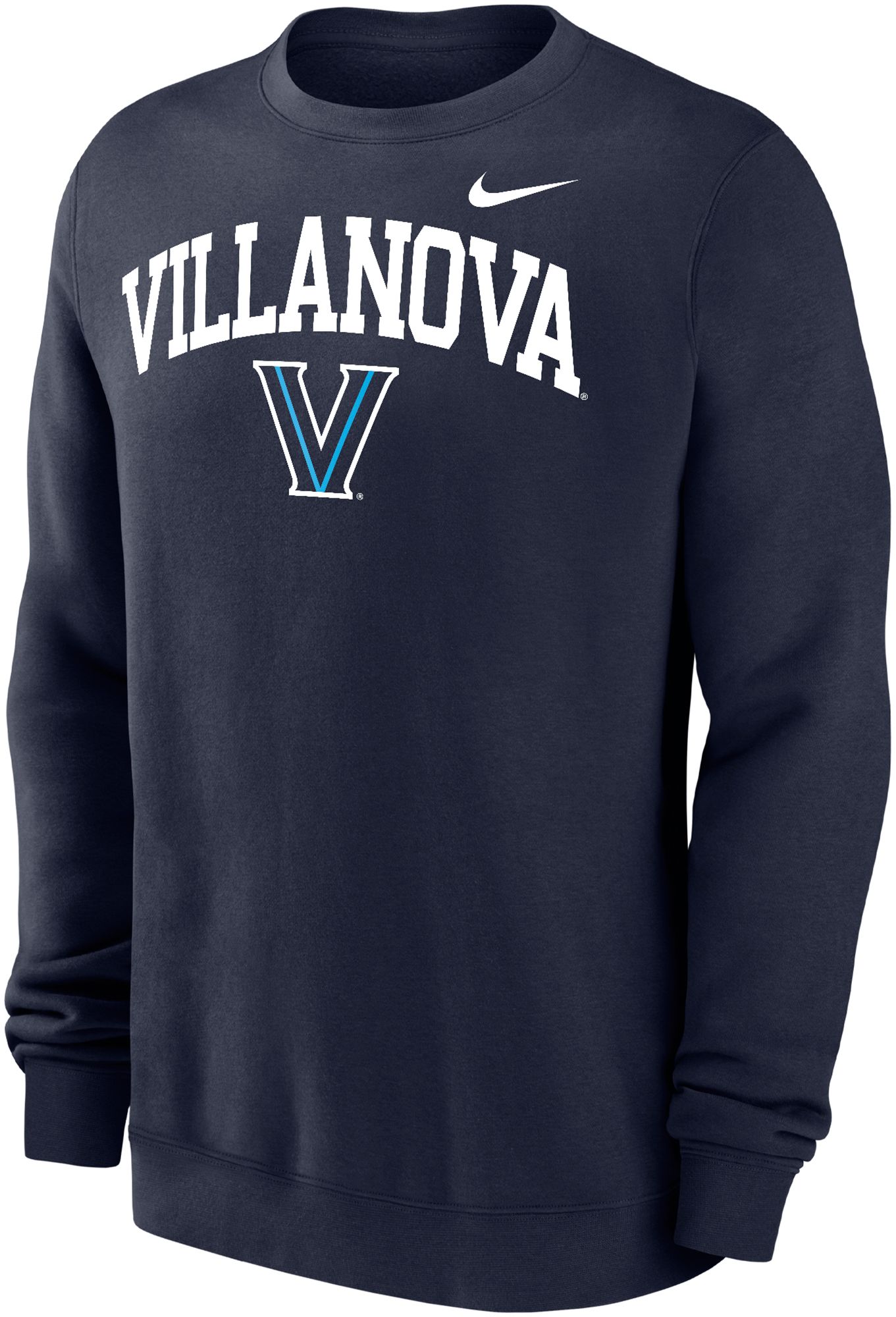 Nike Men's Villanova Wildcats Navy Club Fleece Arch Logo Crew Neck Sweatshirt