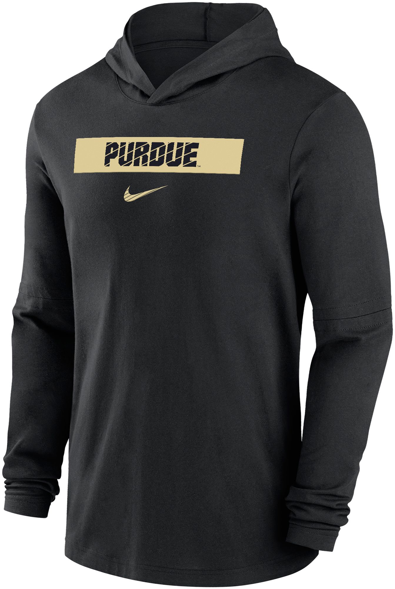 Nike Men's Purdue Boilermakers Black Dri-FIT Coach's Sideline Lightweight Pullover Hoodie