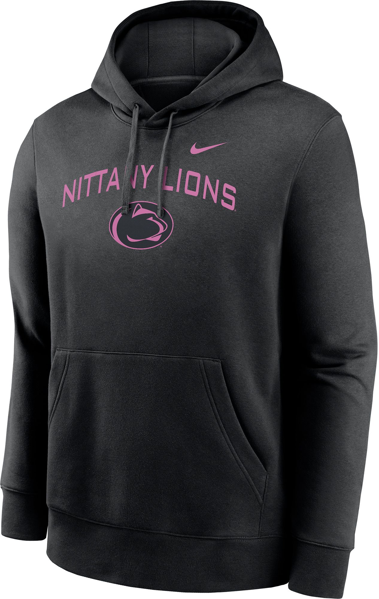 Nike Men's Penn State Nittany Lions Black Club Fleece Pink Throwback Pullover Hoodie