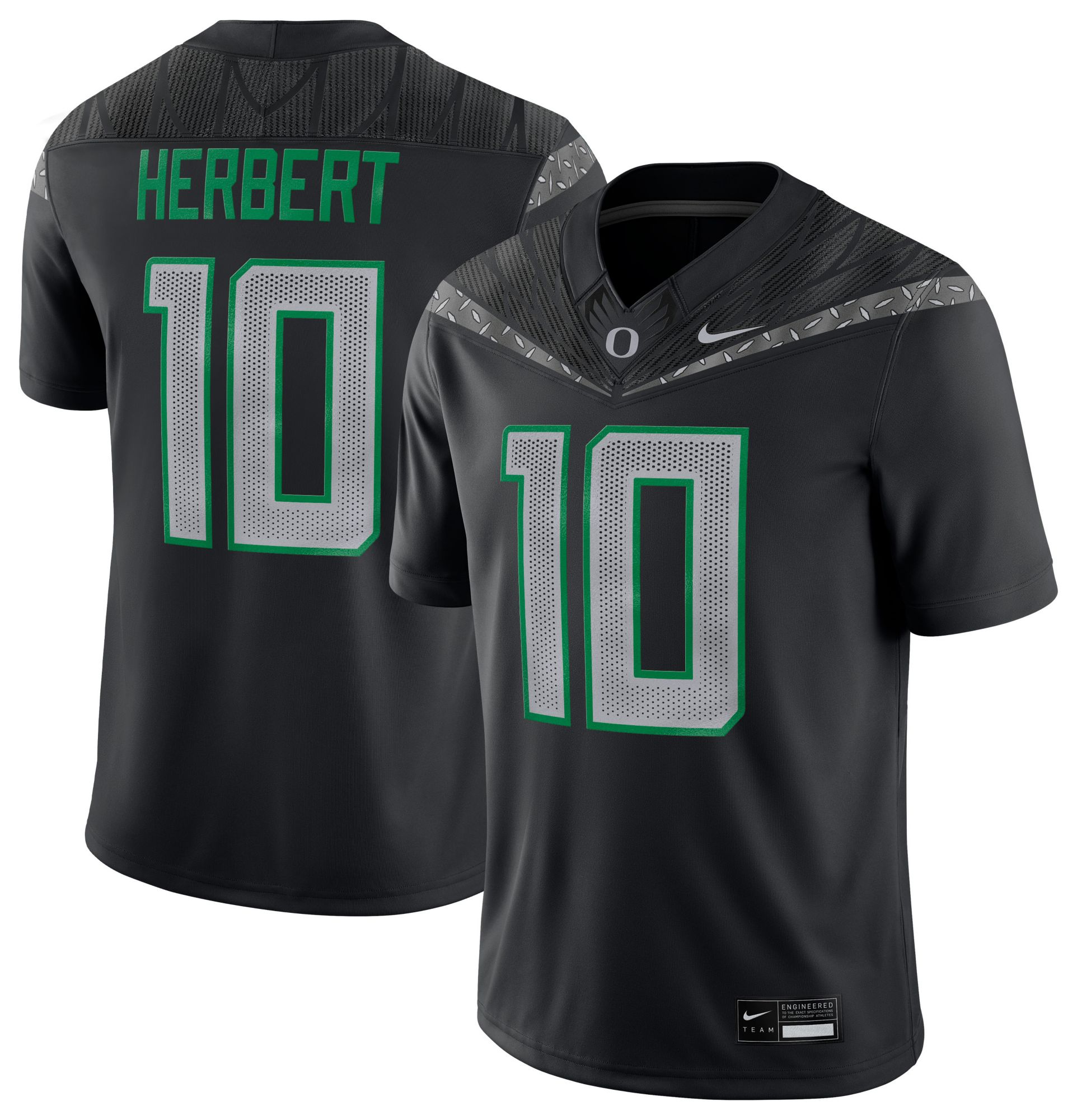 Nike Men's Oregon Ducks Justin Herbert #10 Black Dri-FIT Replica Football Game Jersey