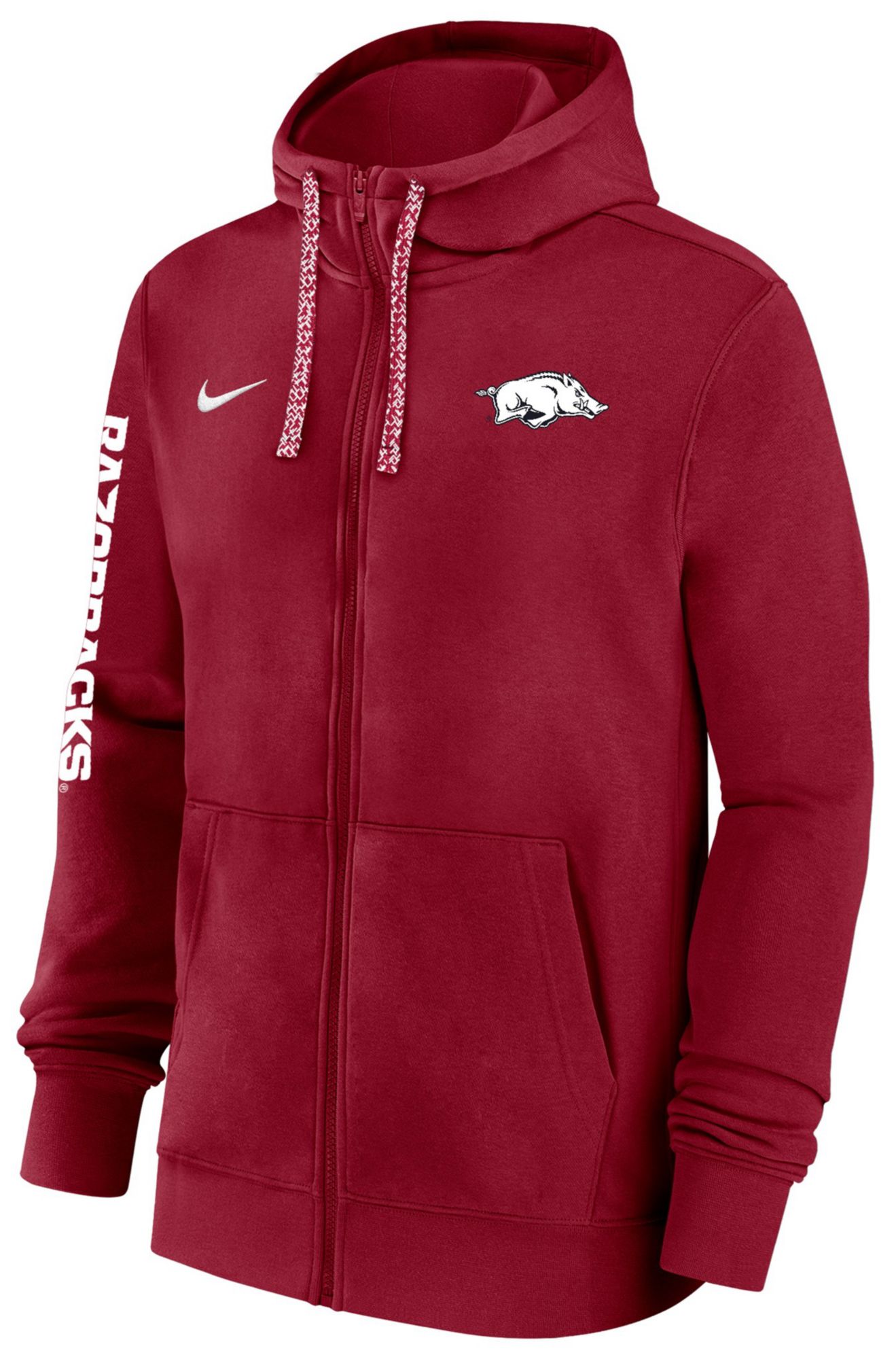Nike Men's Arkansas Razorbacks Cardinal Sidelines Club Fleece Full-Zip Hoodie
