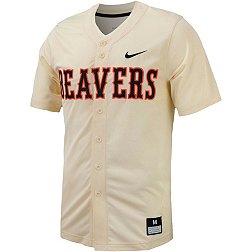 Nike Men's Oregon State Beavers Natural Full Button Replica Baseball Jersey