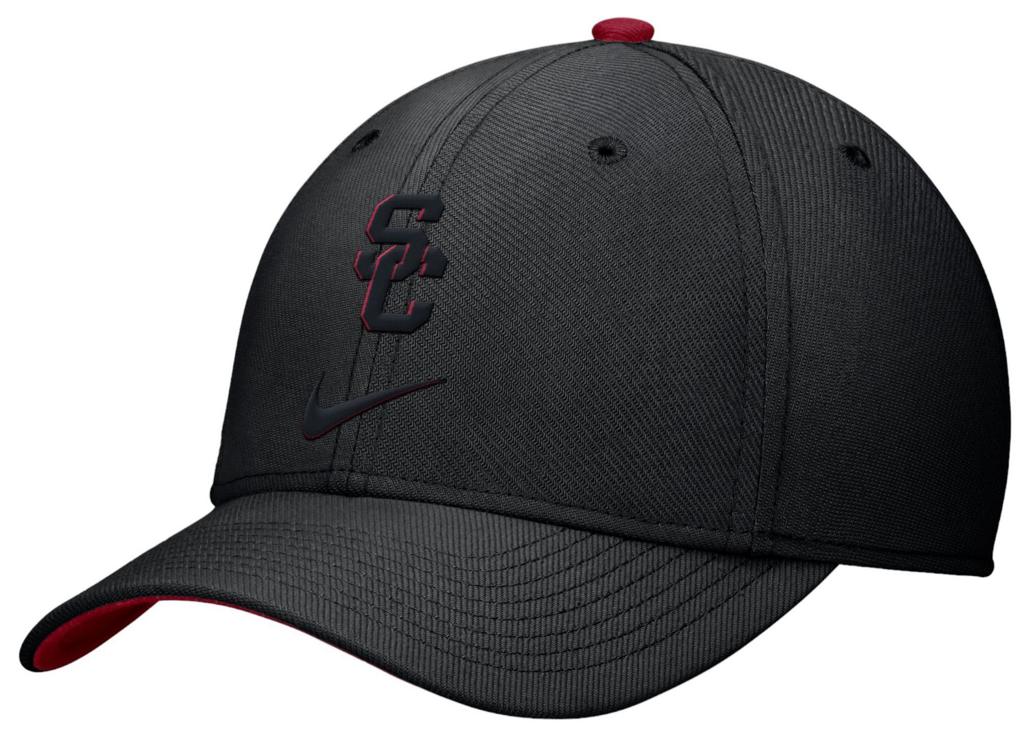 Nike Men's USC Trojans Black Swoosh Flex Tonal Stretch Fit Hat