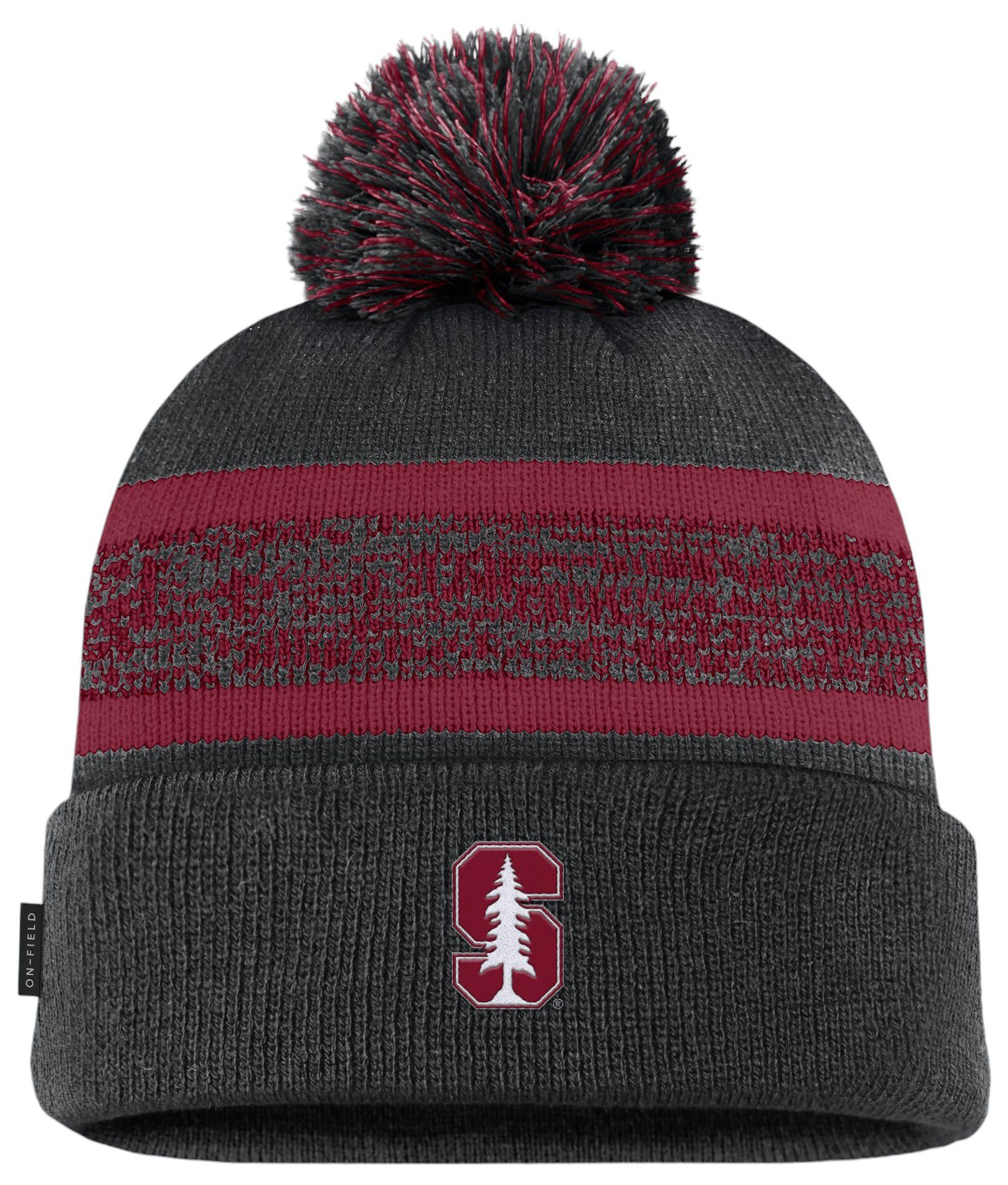 Nike Adult Stanford Cardinal Black TPU Peak Pom Knit Cuff Beanie