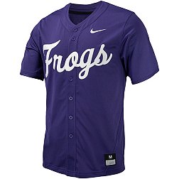 Nike Men's TCU Horned Frogs Purple Full Button Replica Baseball Jersey