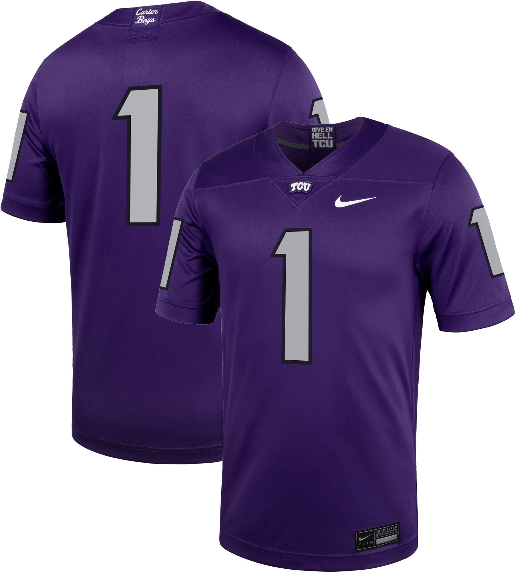 Nike Men's TCU Horned Frogs #1 Purple Replica Football Jersey