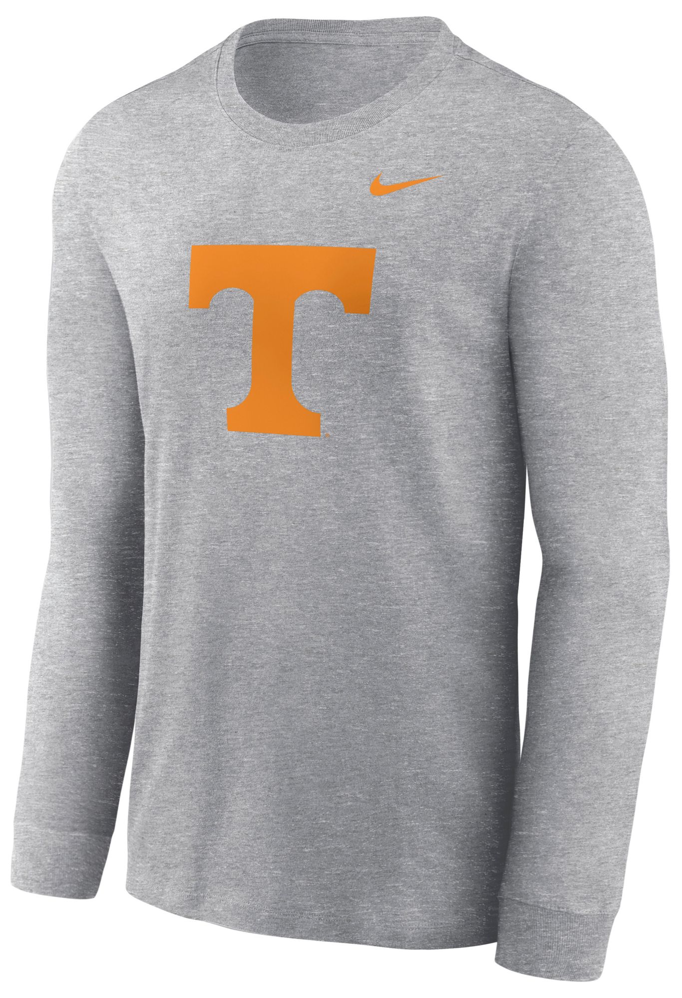 Nike Men's Tennessee Volunteers Grey Heather Core Cotton Logo Long Sleeve T-Shirt
