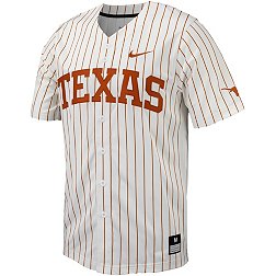 Nike Men's Texas Longhorns White Pinstripe Full Button Replica Baseball Jersey