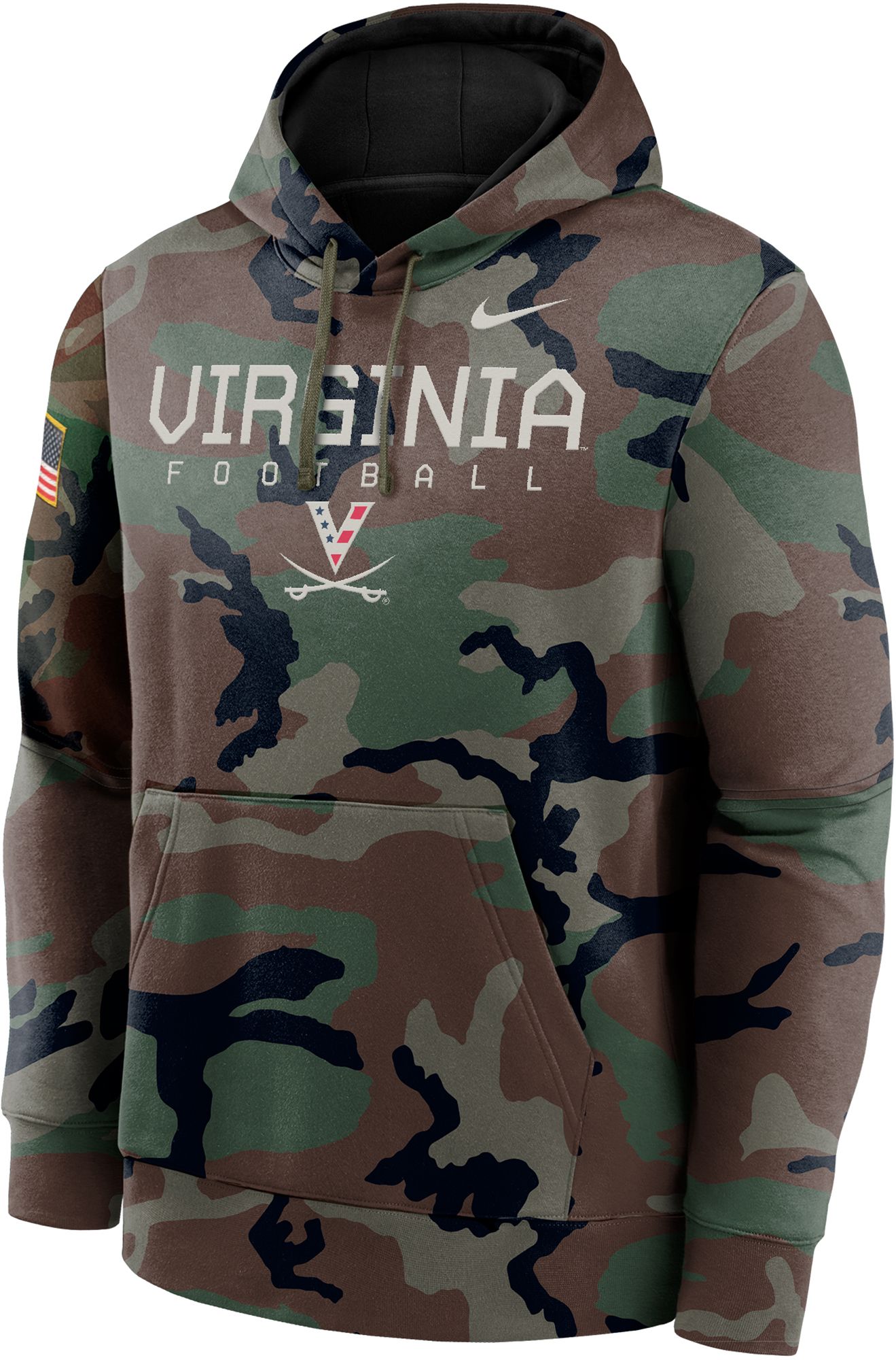 Nike Men's Virginia Cavaliers Olive Camo Military Appreciation Club Fleece Pullover Hoodie