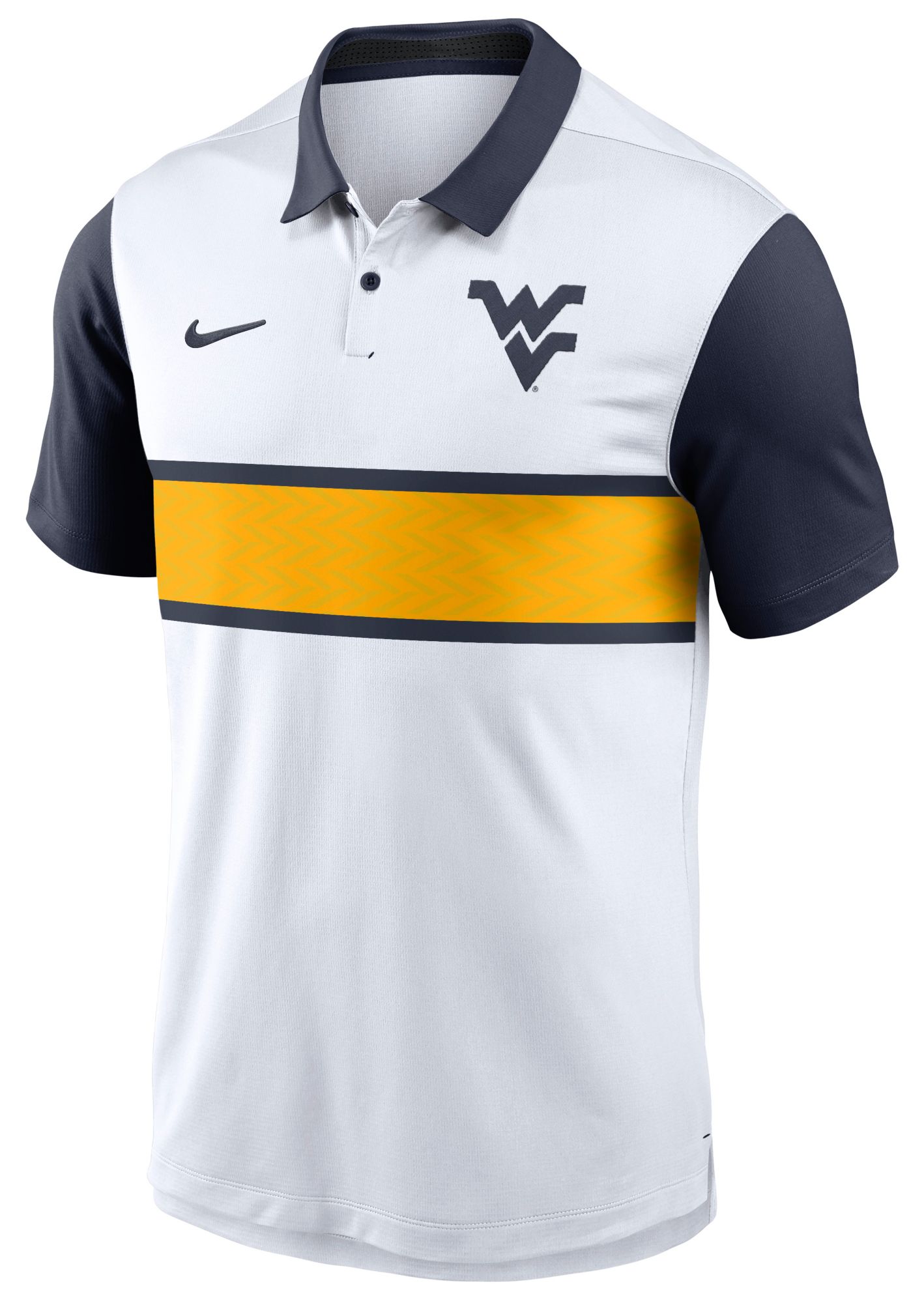 Nike Men's West Virginia Mountaineers White/Navy Campus Patterned Polo