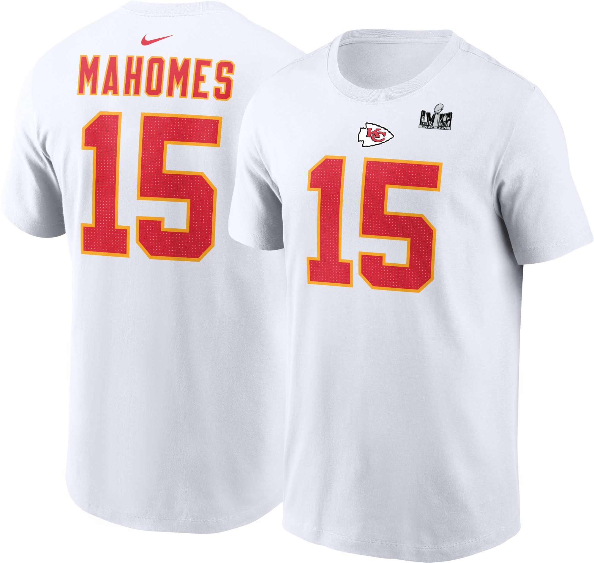 Nike Men's 2024 Super Bowl LVIII Bound Patch Kansas City Chiefs Patrick Mahomes #15 T-Shirt