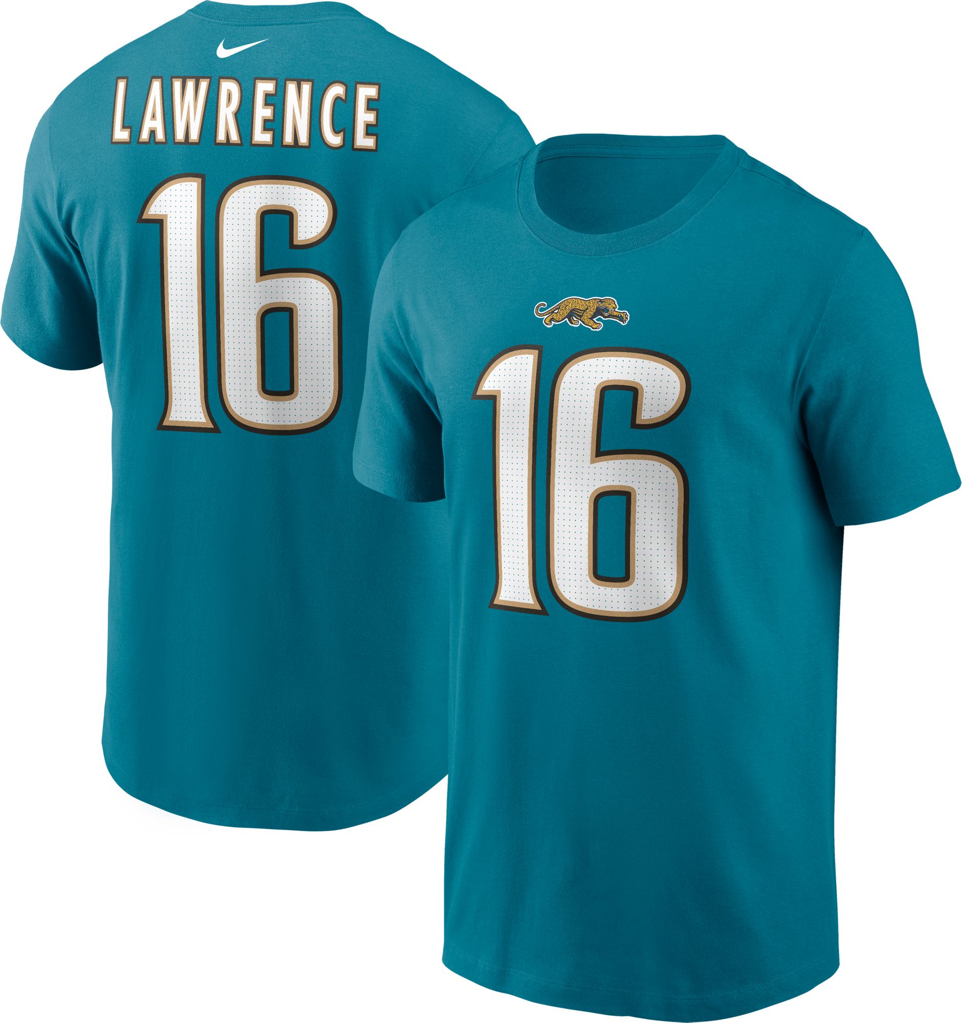 Nike Men's Jacksonville Jaguars Trevor Lawrence #16 2nd Alternate Teal Throwback T-Shirt