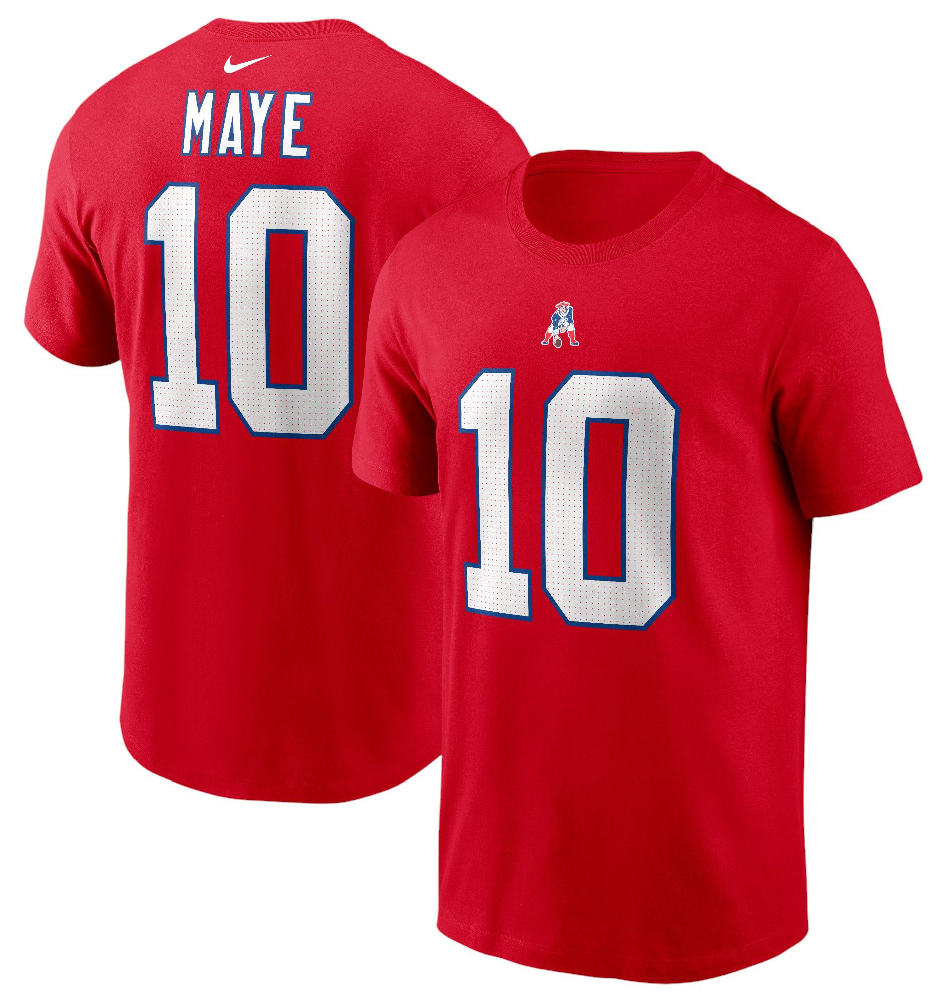 Nike Men's New England Patriots Drake Maye #10 Red T-Shirt