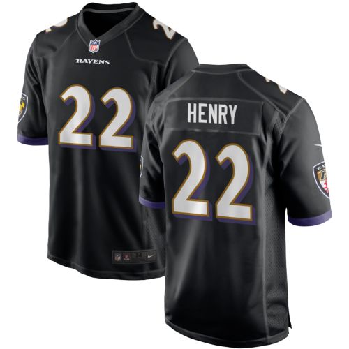 NFL ボルチモアラグビー ゲームシャツ  22番デリックヘンリー Nike Men's Baltimore Ravens Derrick Henry #22 Black Replica