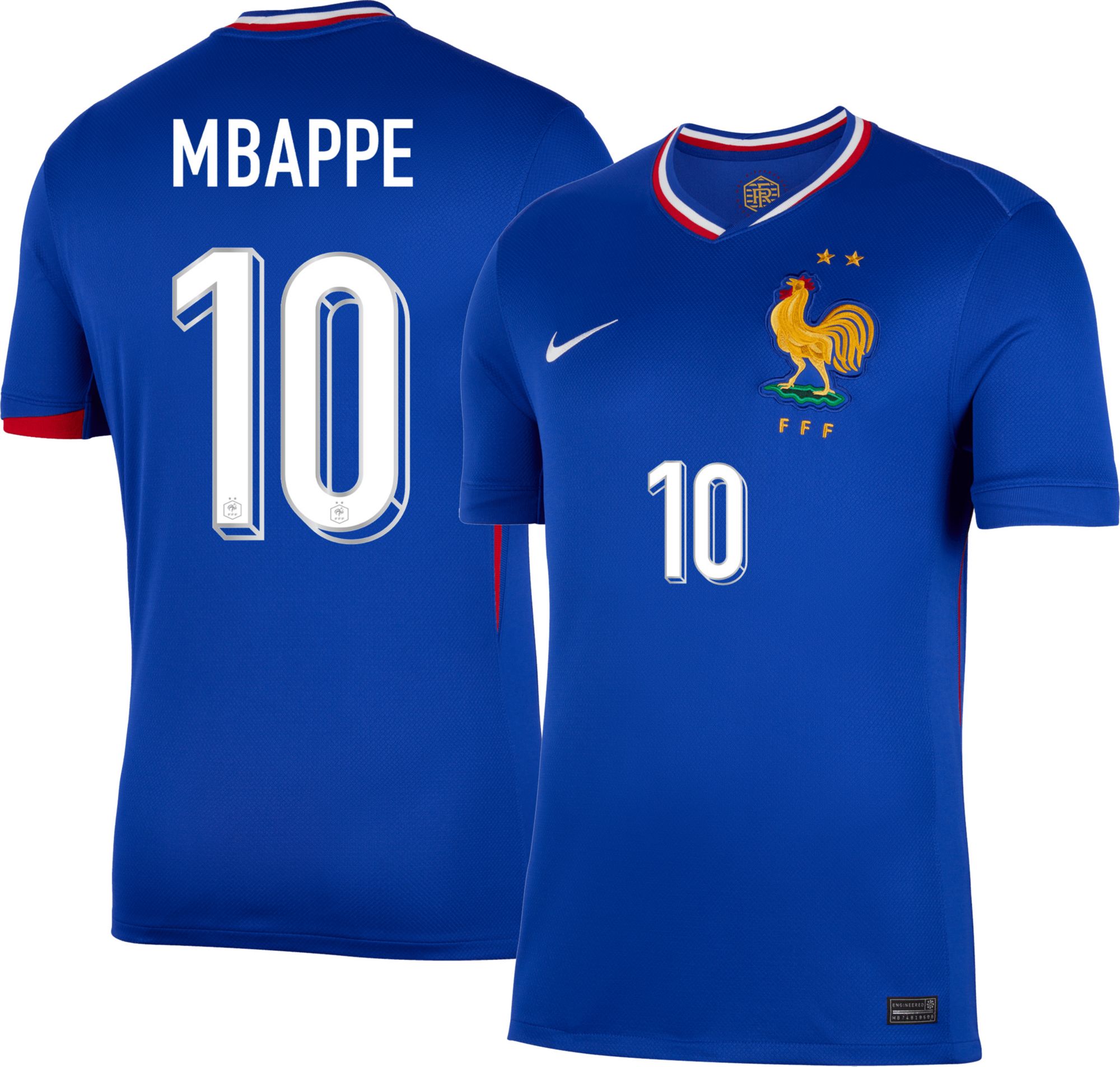 Nike Adult France Kylian Mbappé #10 2024 Home Replica Jersey