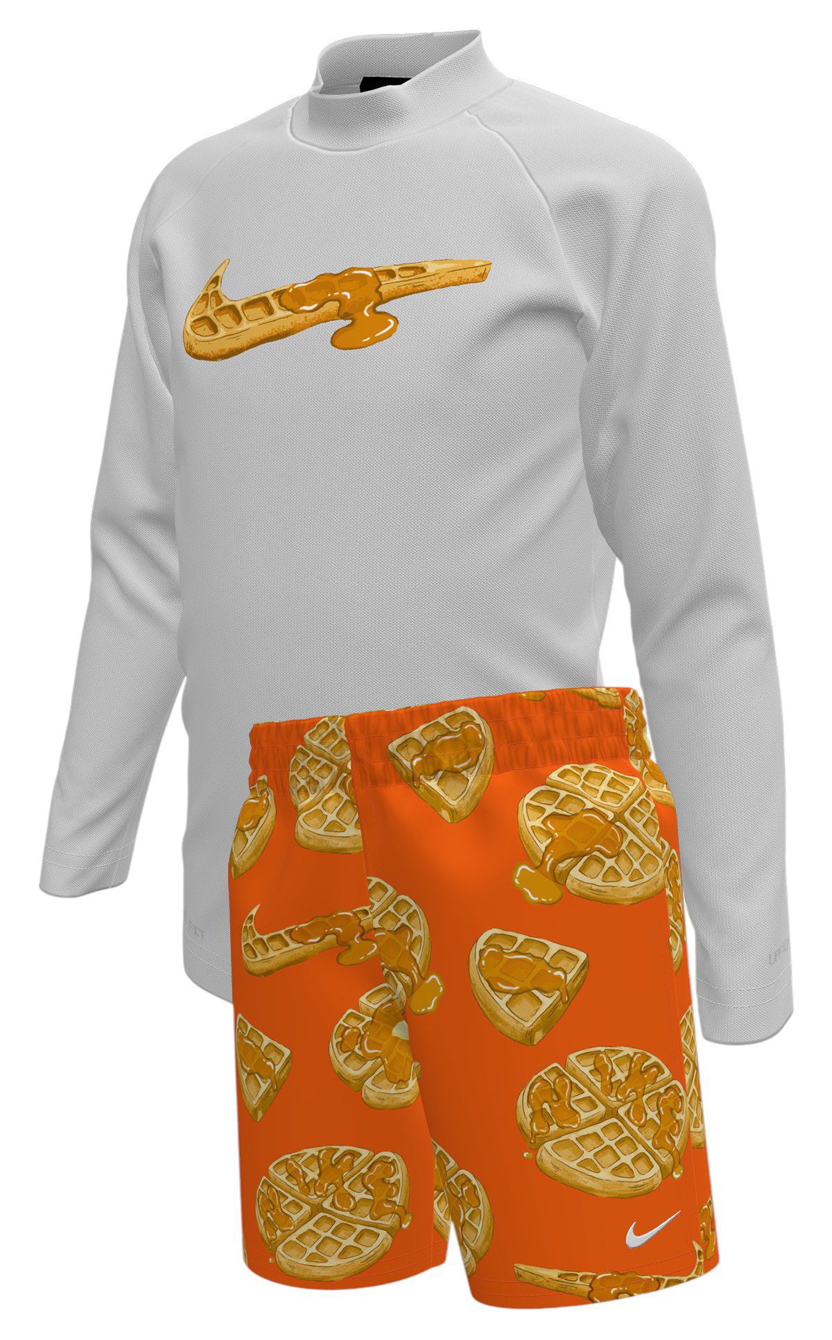 Nike Toddler Waffle Long Sleeve Hydroguard &amp; Volley Shorts Set