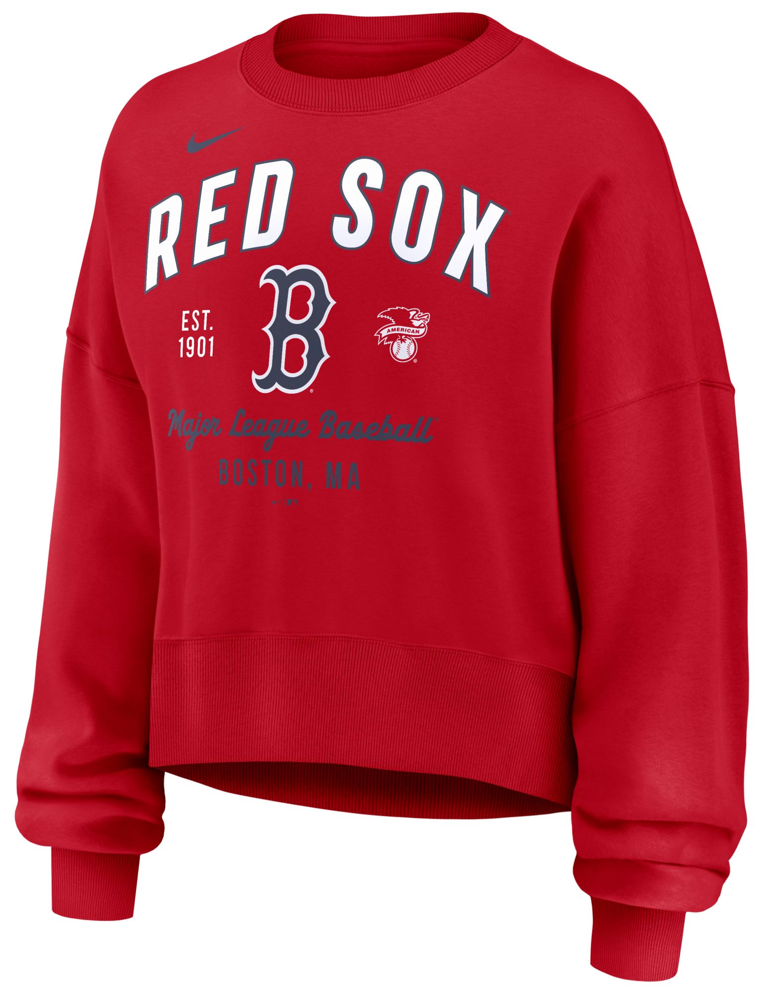 Nike Women's Boston Red Sox Logo Red Fleece Crewneck Sweater