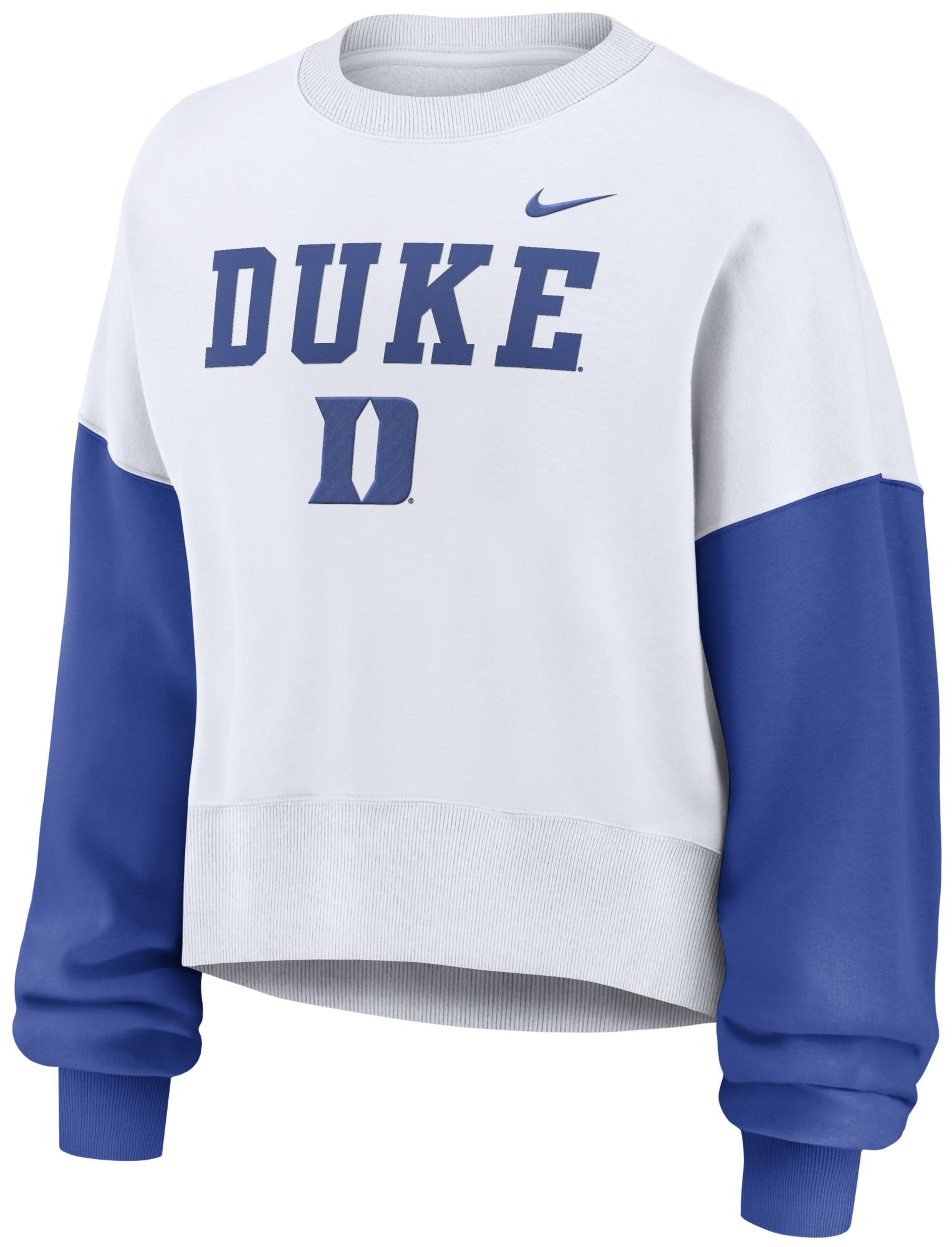 Nike Women's Duke Blue Devils White/Royal Phoenix Crew Neck Sweatshirt