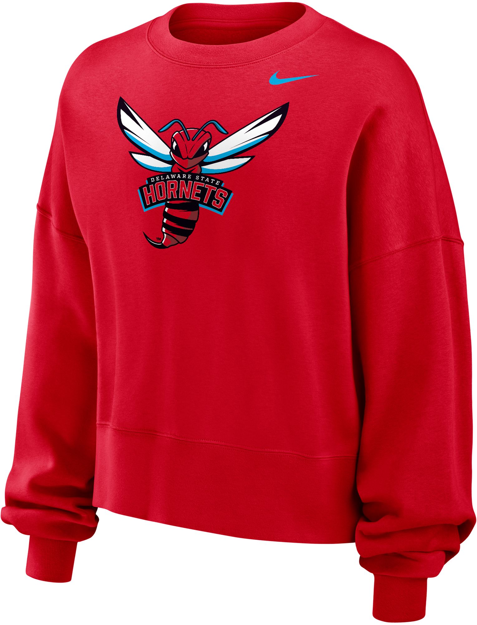 Nike Women's Delaware State Hornets Red Club Fleece Phoenix Crew Neck Sweatshirt