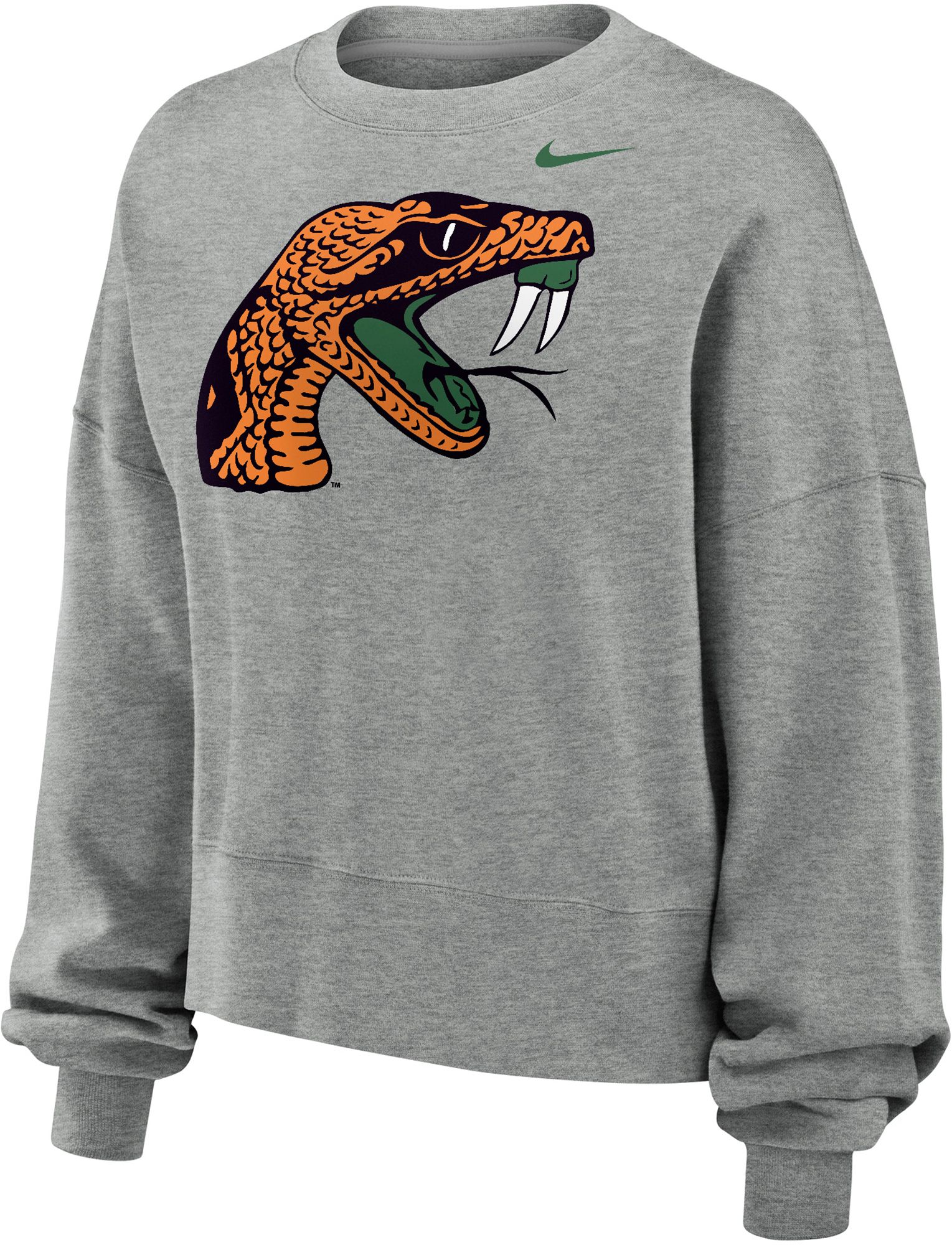 Nike Women's Florida A&M Rattlers Black Club Fleece Phoenix Crew Neck Sweatshirt
