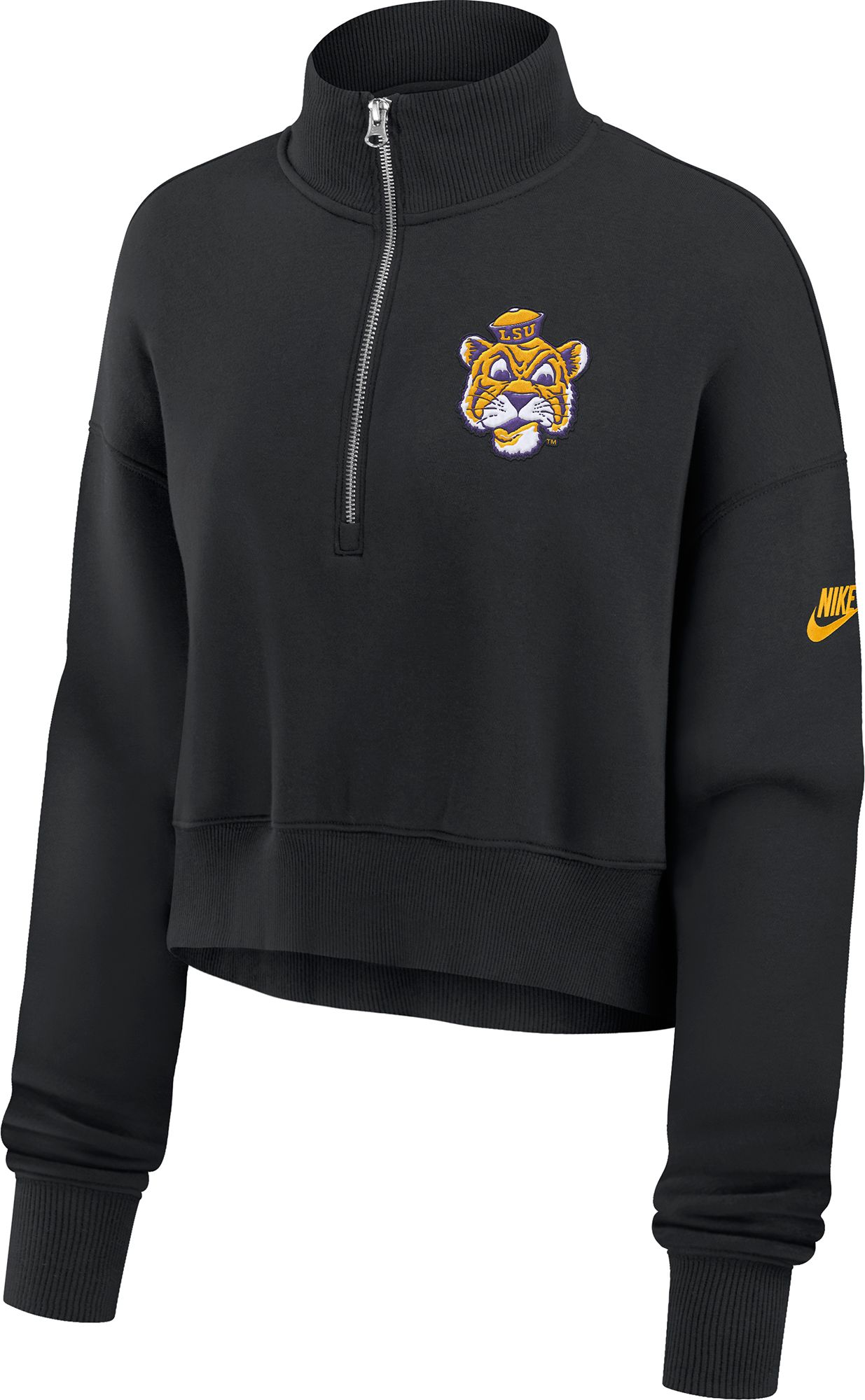 Nike Women's LSU Tigers Black Cropped Quarter-Zip