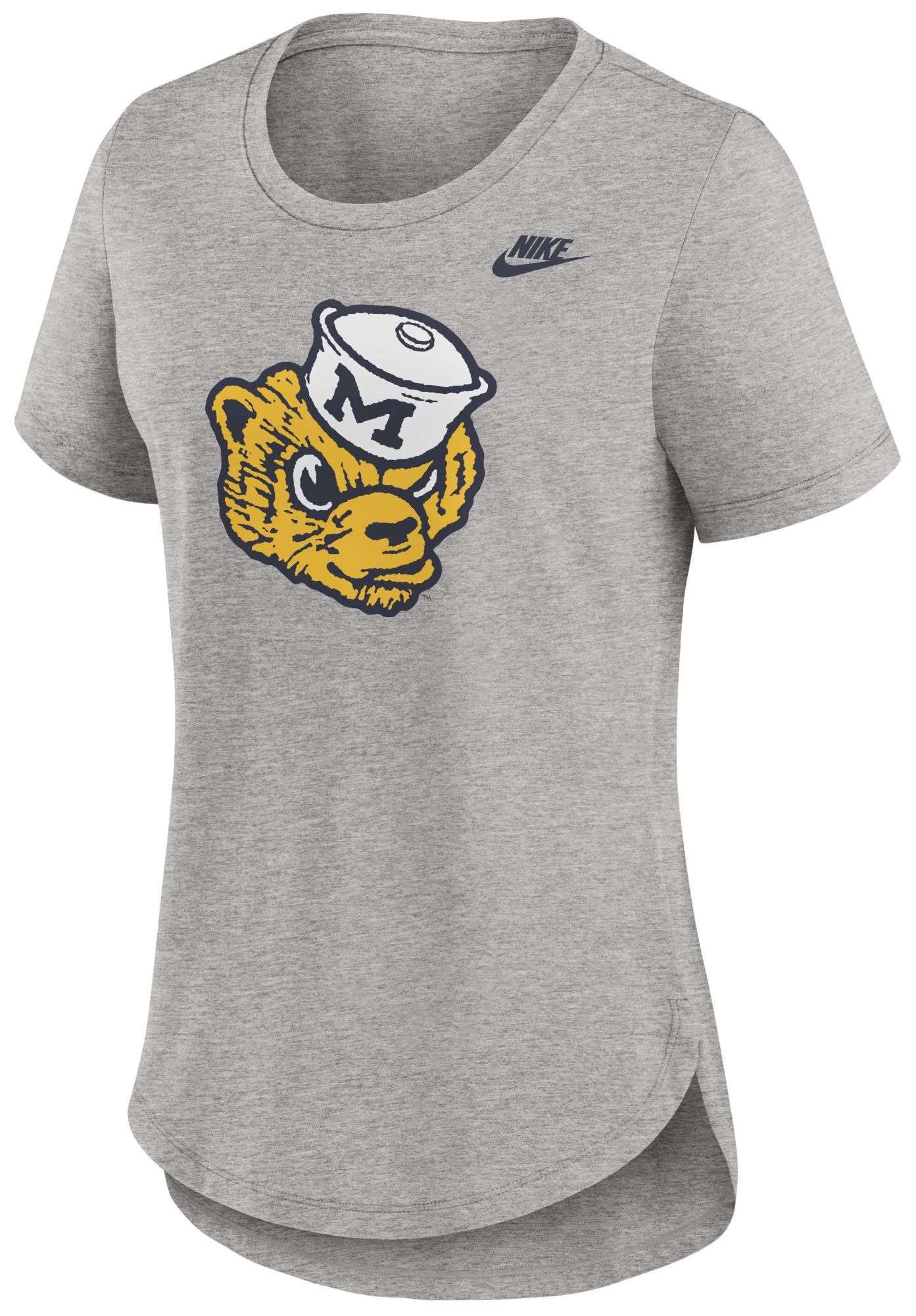 Nike Women's Michigan Wolverines Grey Heather Legacy Logo T-Shirt