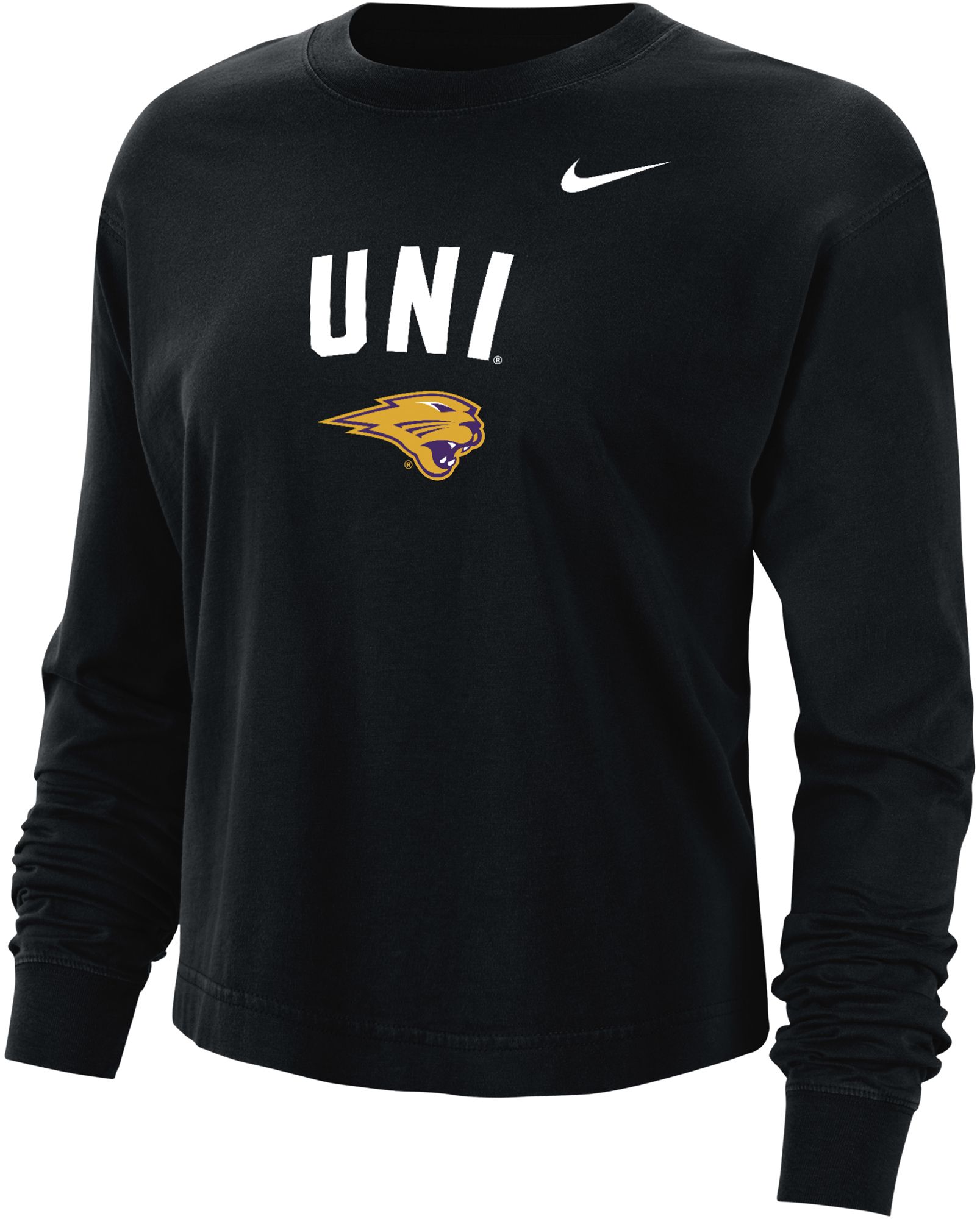 Nike Women's Northern Iowa Panthers  Black Boxy Long Sleeve Shirt