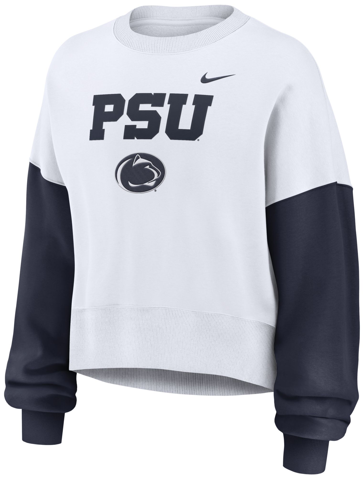 Nike Women's Penn State Nittany Lions WHITE/NAVY Phoenix Crew Neck Sweatshirt