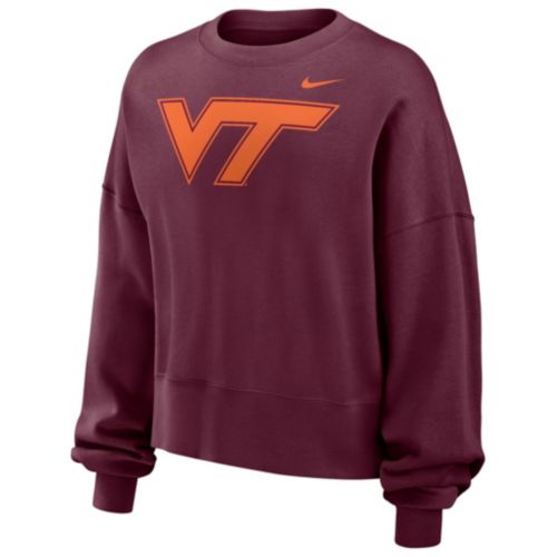 Nike Women's Virginia Tech Hokies Black Phoenix Fleece Crew